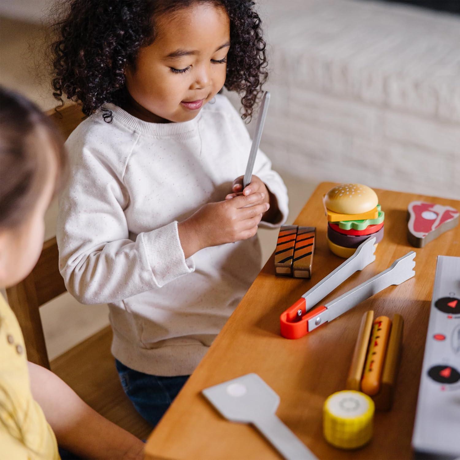 imageMelissa ampamp Doug Grill and Serve BBQ Set with Pretend Play Toy Food ampamp Kids Play Kitchen Accessories Preschool Learning Toys for Girls ampamp Boys 3