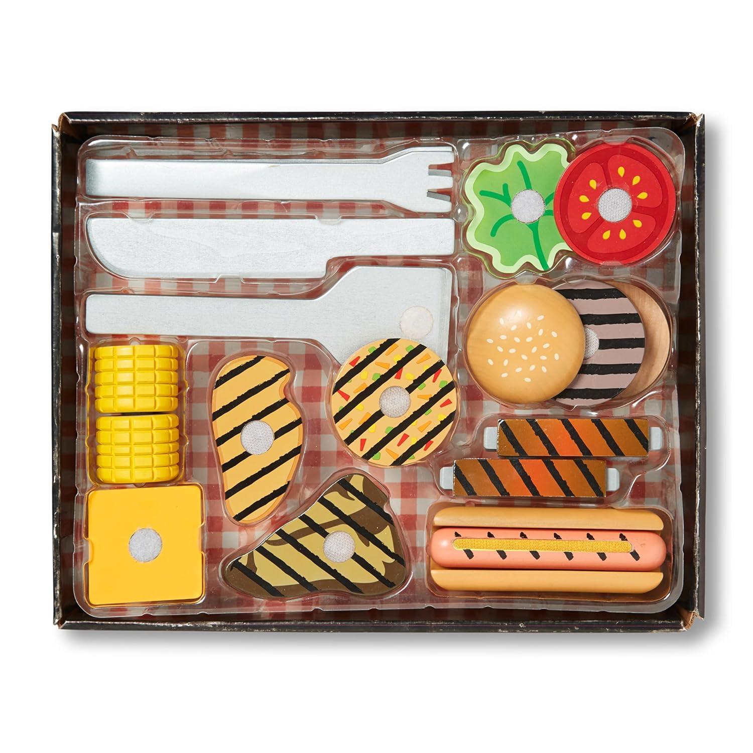 imageMelissa ampamp Doug Grill and Serve BBQ Set with Pretend Play Toy Food ampamp Kids Play Kitchen Accessories Preschool Learning Toys for Girls ampamp Boys 3