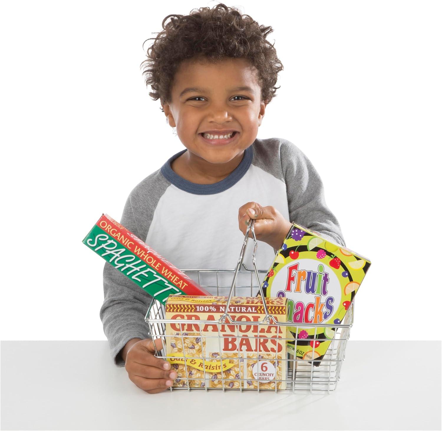 imageMelissa ampamp Doug Grocery Basket  Pretend Play Toy with Heavy Gauge Steel ConstructionGrocery Basket