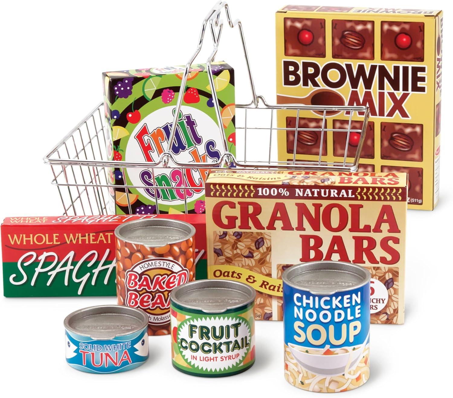 imageMelissa ampamp Doug Grocery Basket  Pretend Play Toy with Heavy Gauge Steel ConstructionGrocery Basket