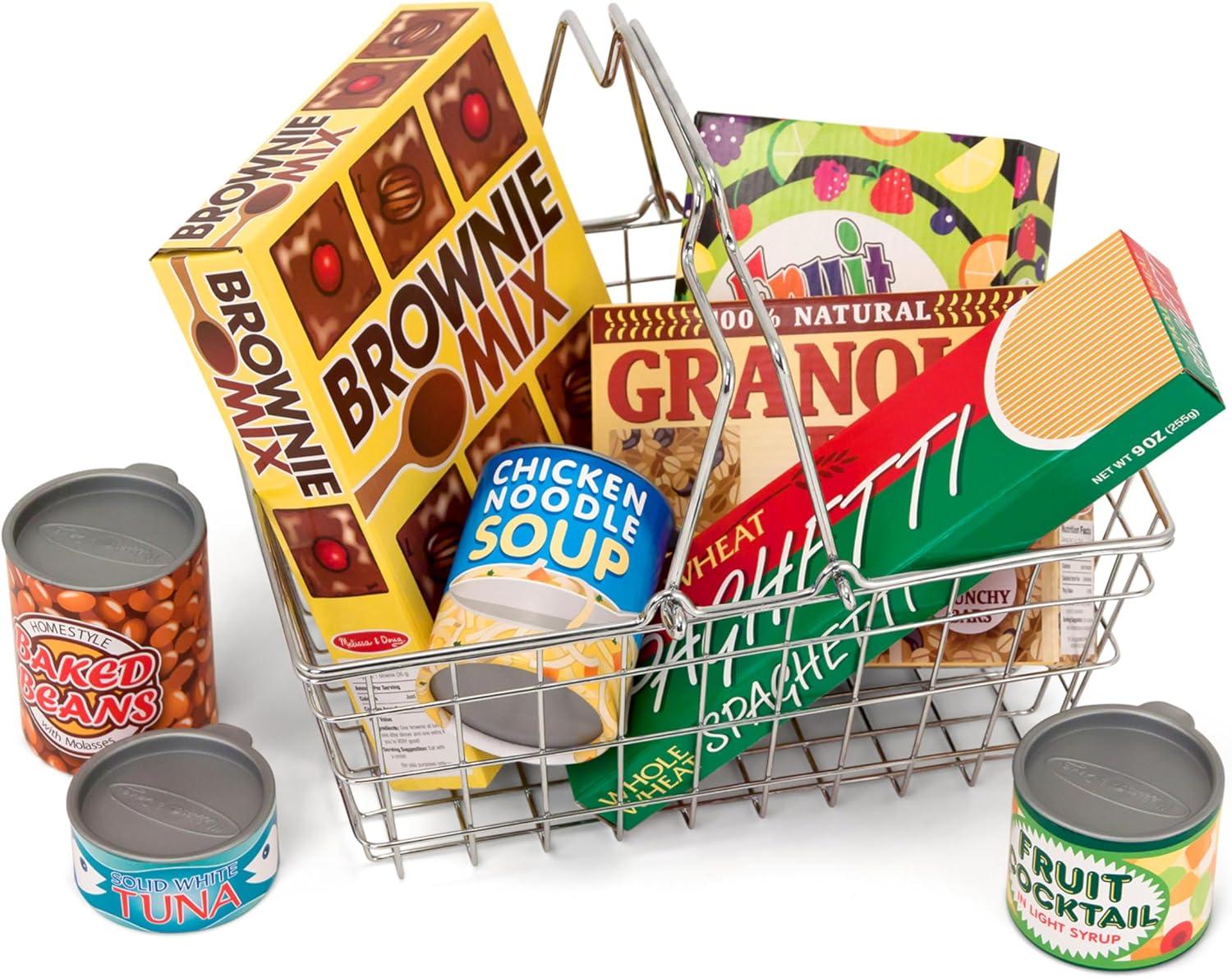 imageMelissa ampamp Doug Grocery Basket  Pretend Play Toy with Heavy Gauge Steel ConstructionGrocery Basket