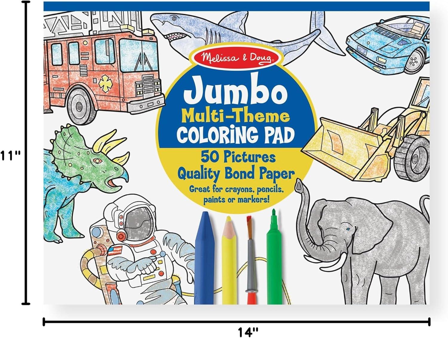 imageMelissa ampamp Doug Jumbo 50Page Kids Coloring Pads 3Pack  Animals Vehicles and MultiThemed  FSC CertifiedPads Set