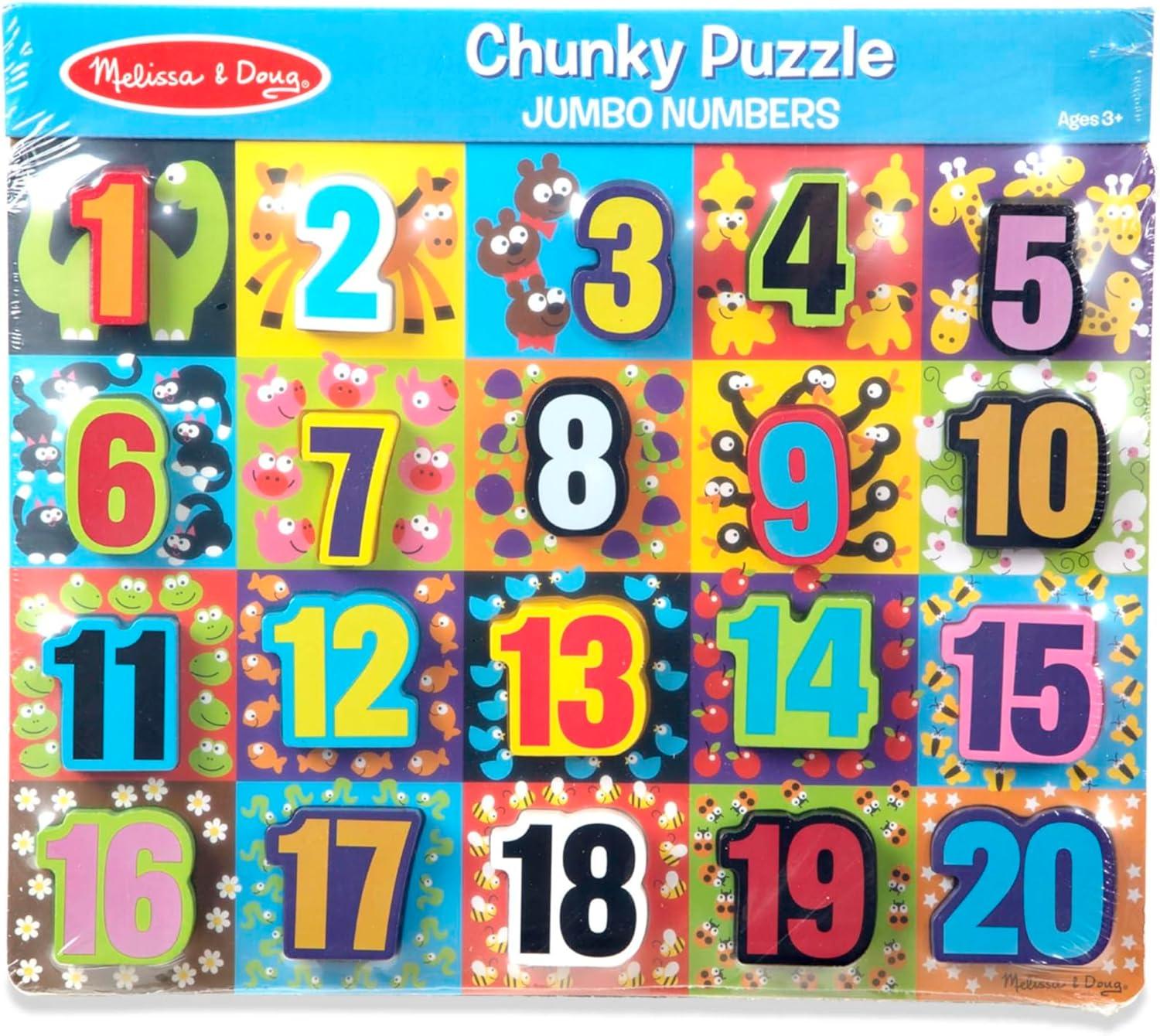 imageMelissa ampamp Doug Jumbo Numbers Wooden Chunky Puzzle 20 pcsNumbers