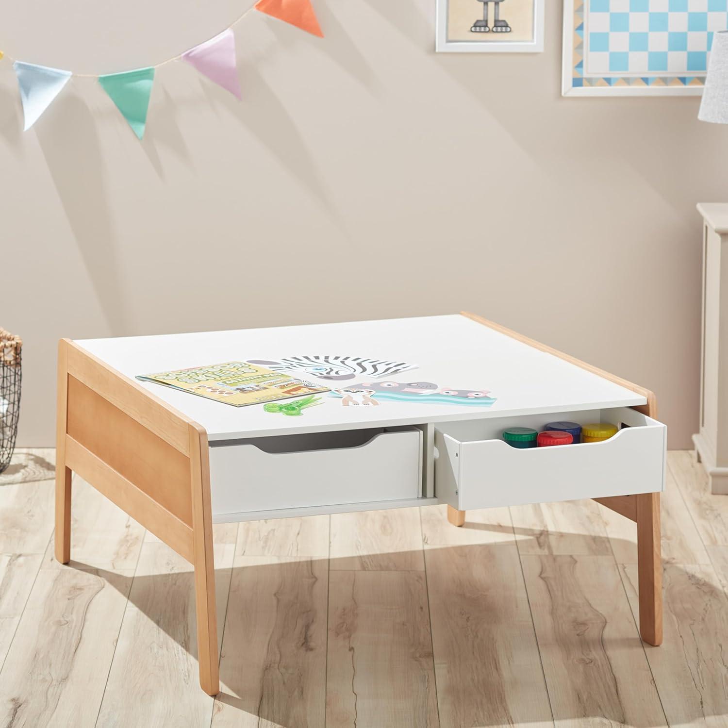 imageMelissa ampamp Doug Kids Furniture Wooden Art ampamp Activity Table with Bins Wooden Kids Activity Table with Storage