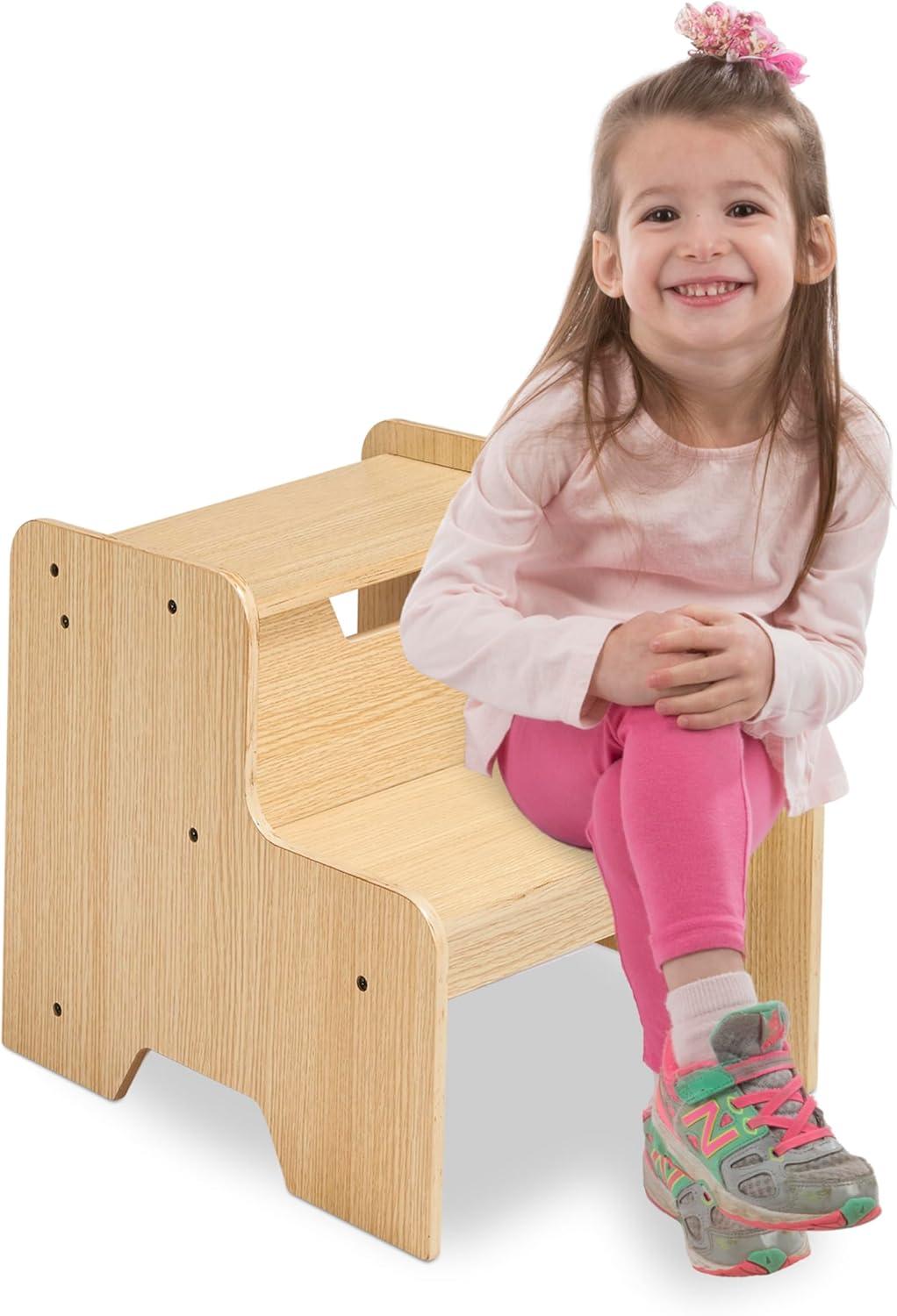imageMelissa ampamp Doug Kids Furniture Wooden Step Stool  GrayBlonde