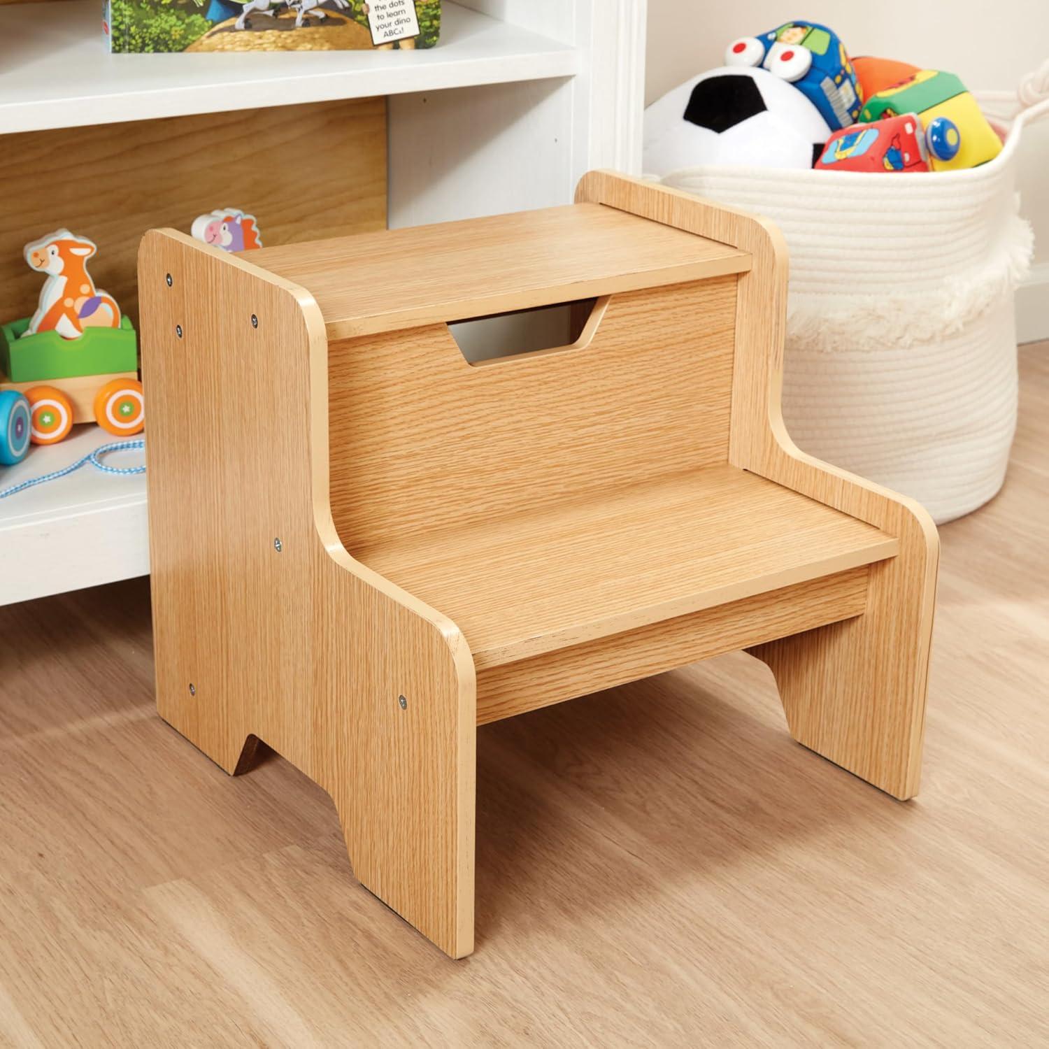imageMelissa ampamp Doug Kids Furniture Wooden Step Stool  GrayBlonde