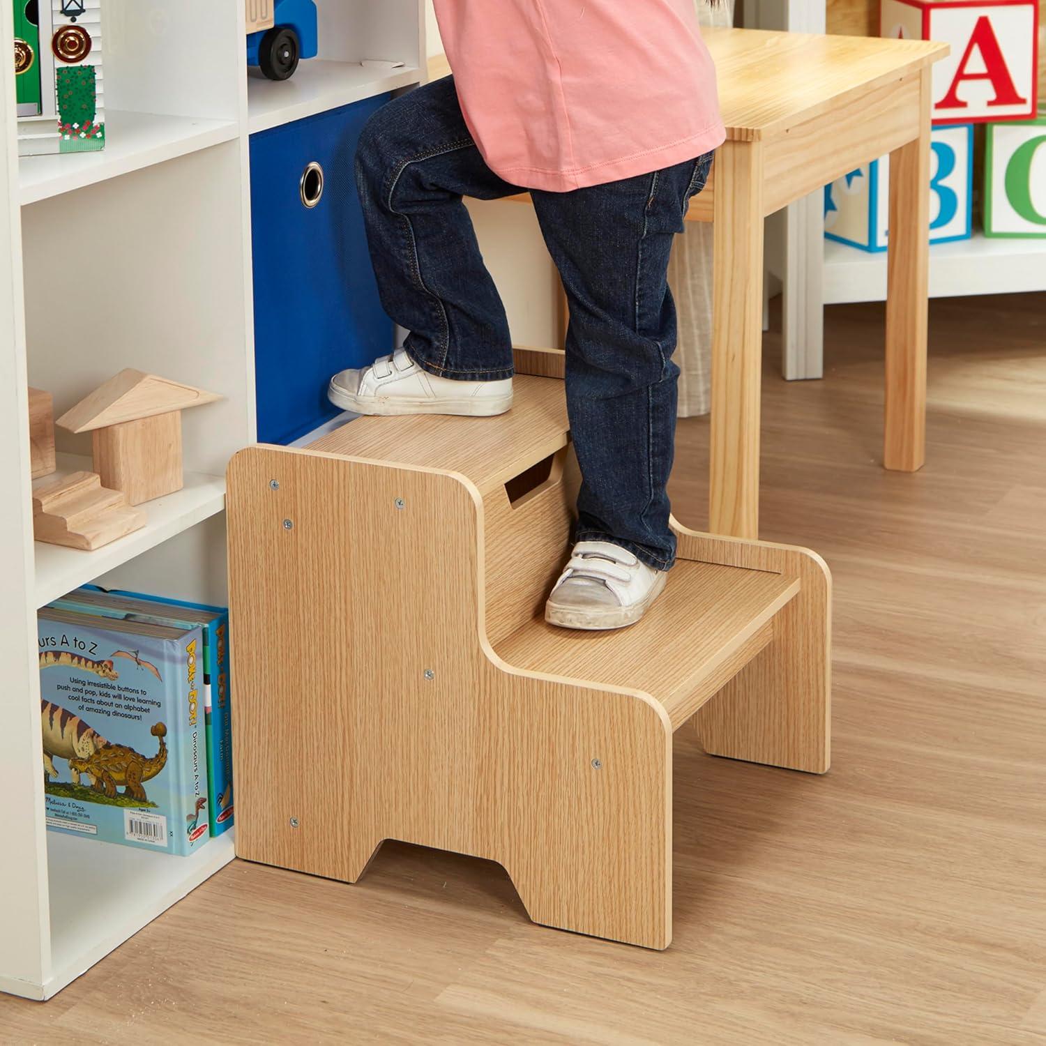 imageMelissa ampamp Doug Kids Furniture Wooden Step Stool  GrayBlonde