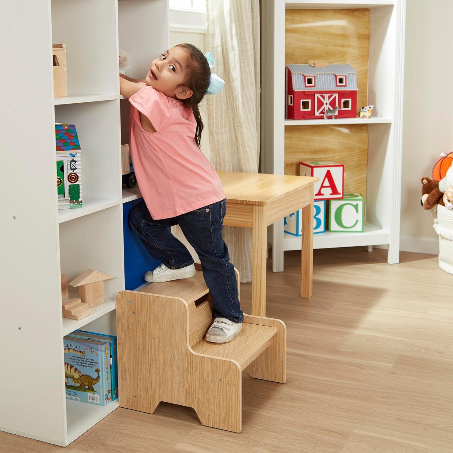 imageMelissa ampamp Doug Kids Furniture Wooden Step Stool  GrayBlonde