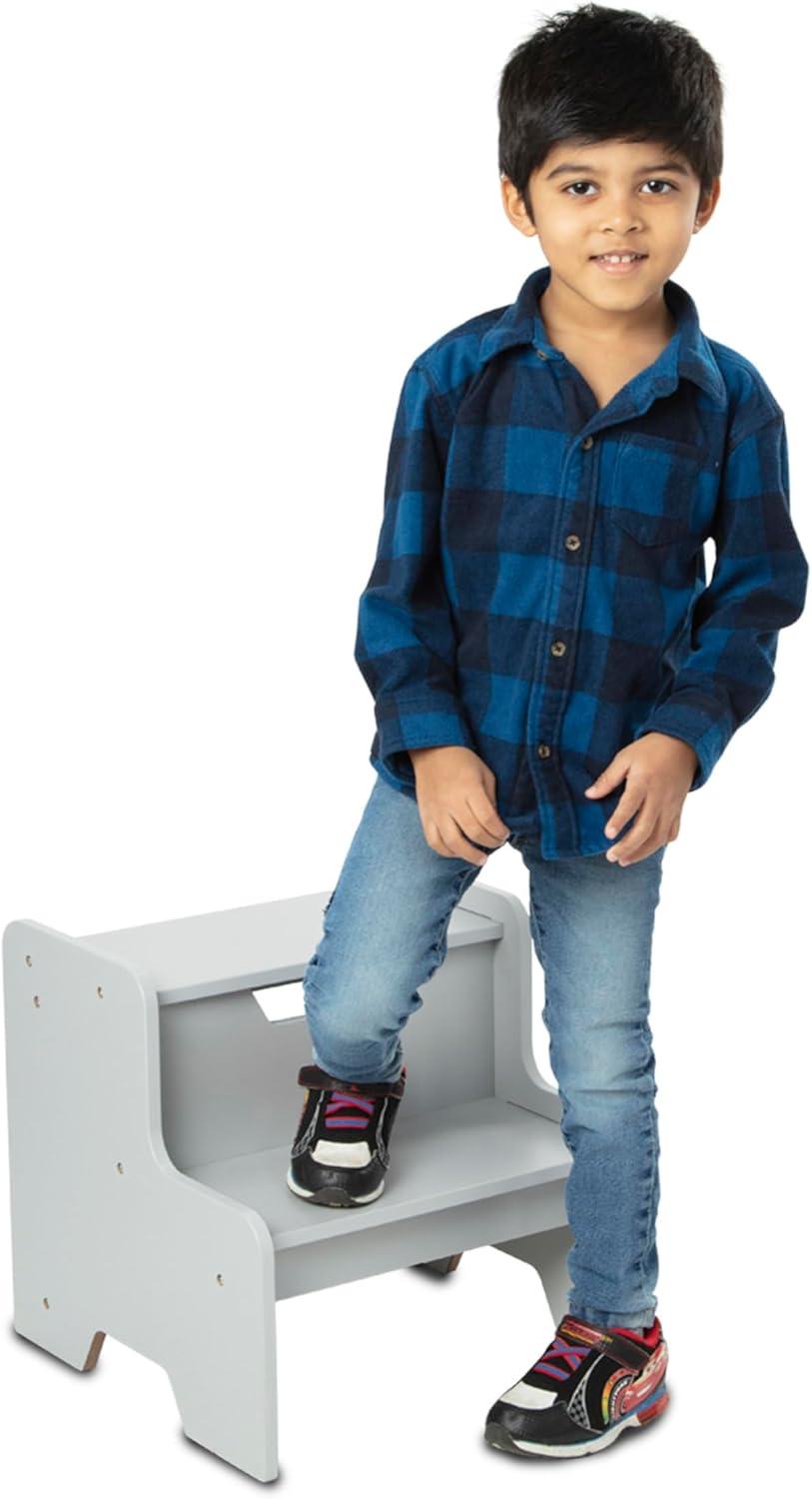 imageMelissa ampamp Doug Kids Furniture Wooden Step Stool  GrayGray