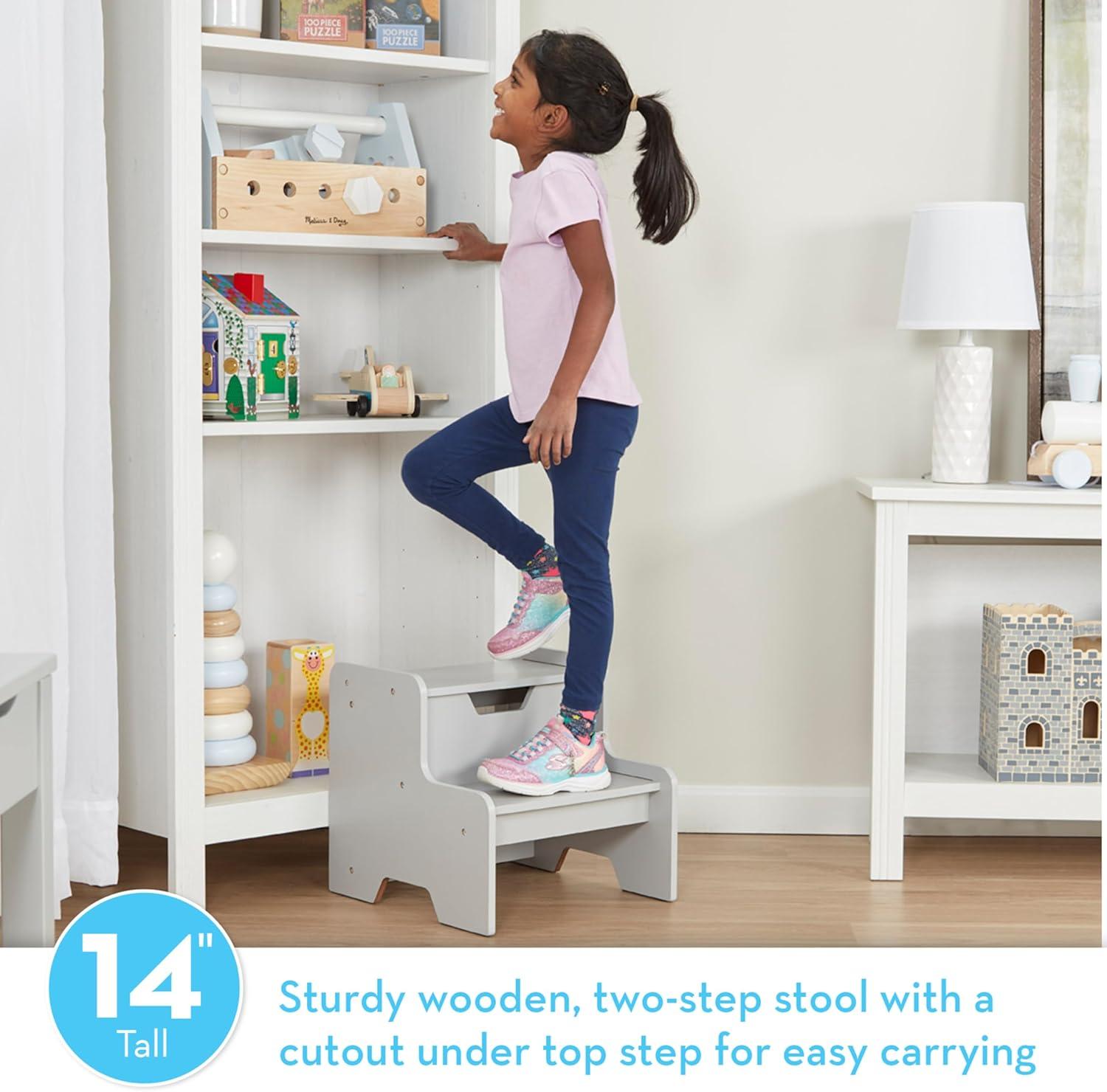 imageMelissa ampamp Doug Kids Furniture Wooden Step Stool  GrayGray