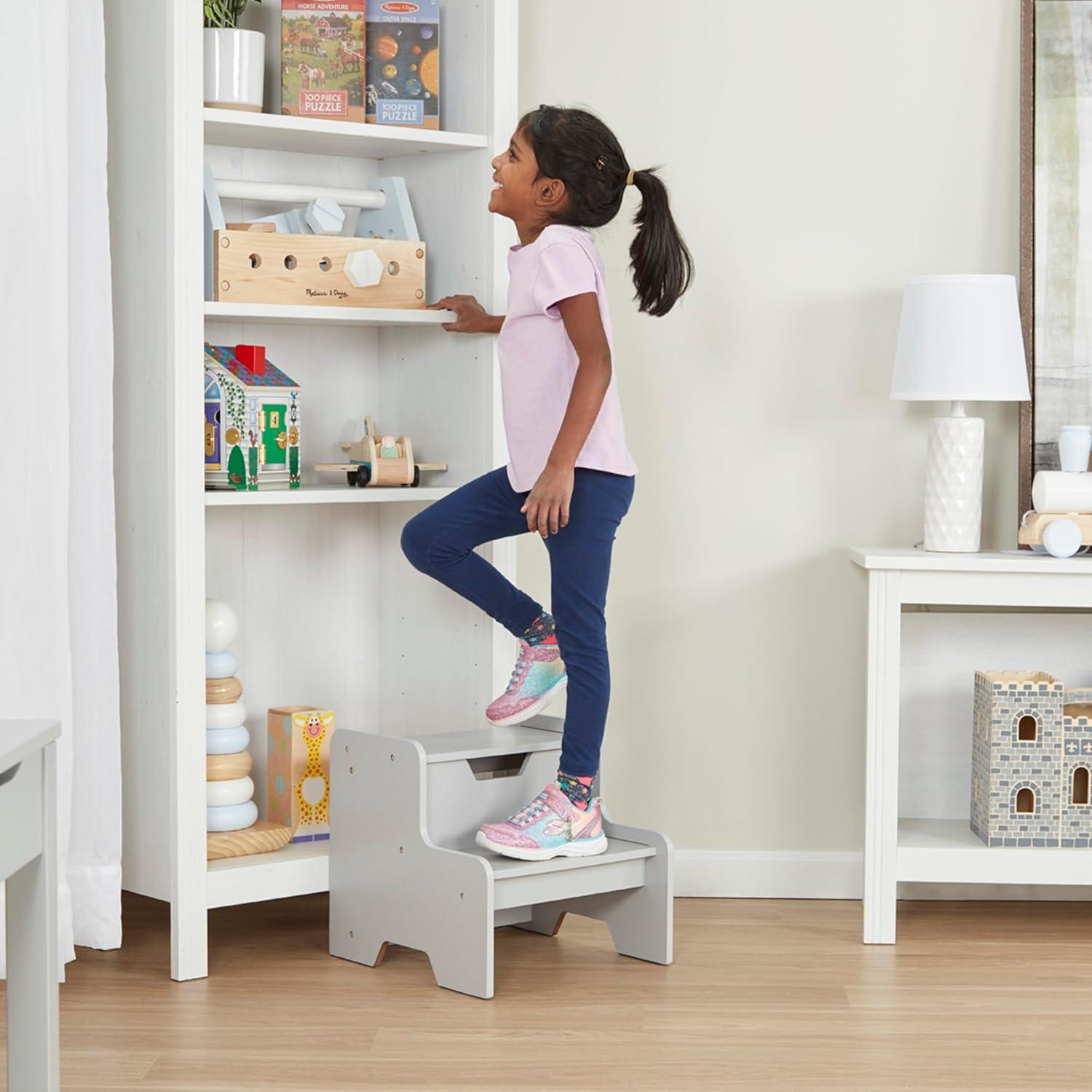 imageMelissa ampamp Doug Kids Furniture Wooden Step Stool  GrayGray
