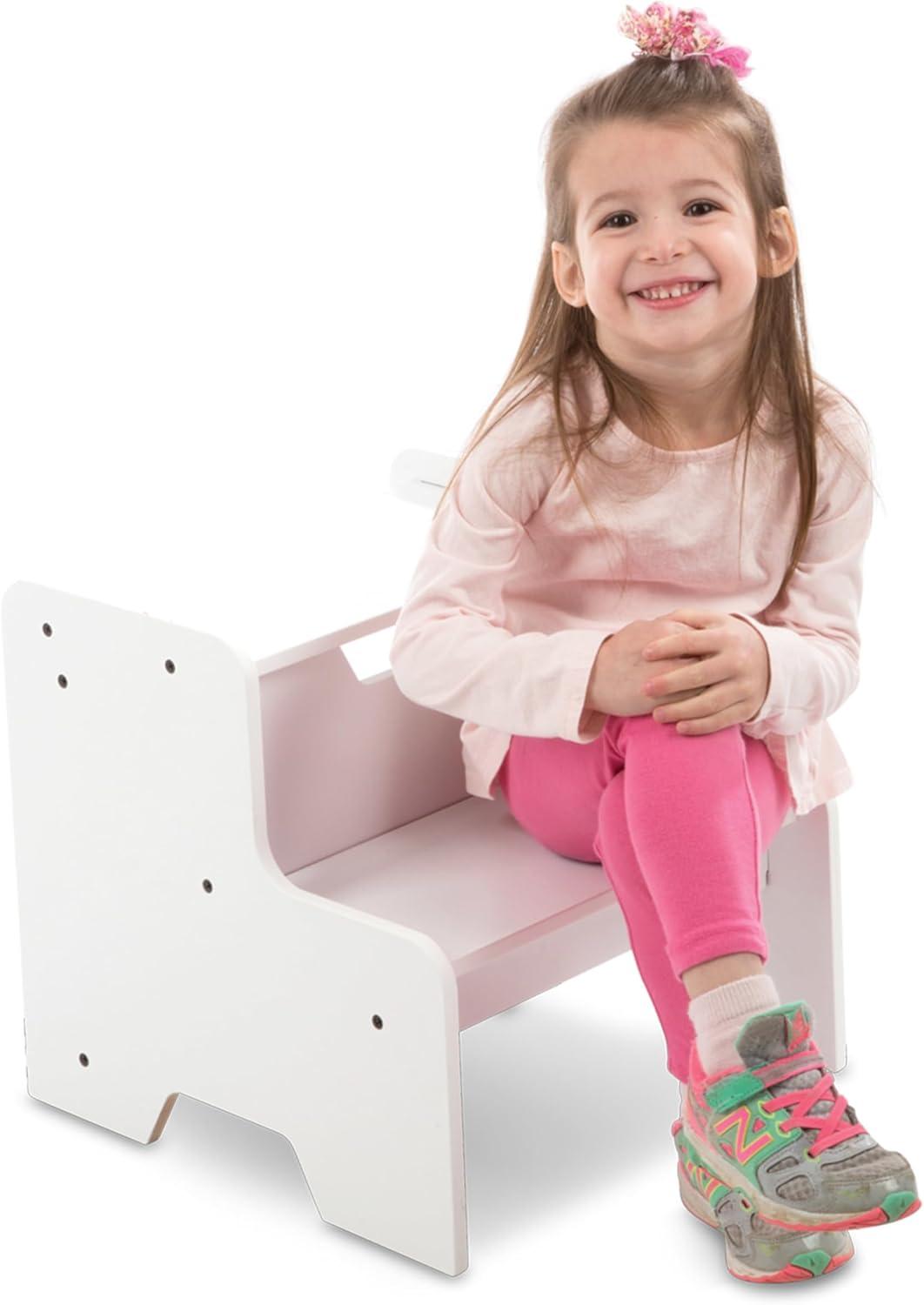 imageMelissa ampamp Doug Kids Furniture Wooden Step Stool  GrayWhite