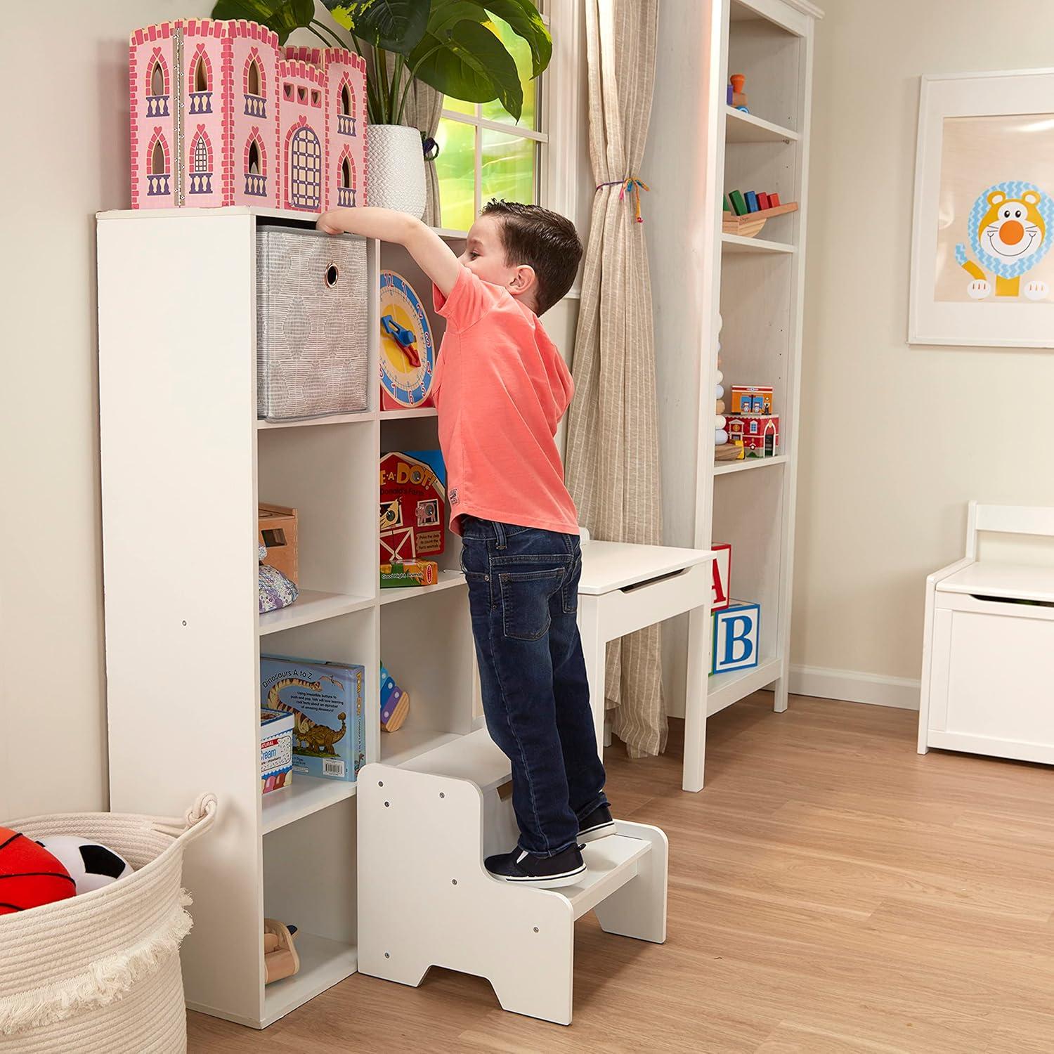 imageMelissa ampamp Doug Kids Furniture Wooden Step Stool  GrayWhite