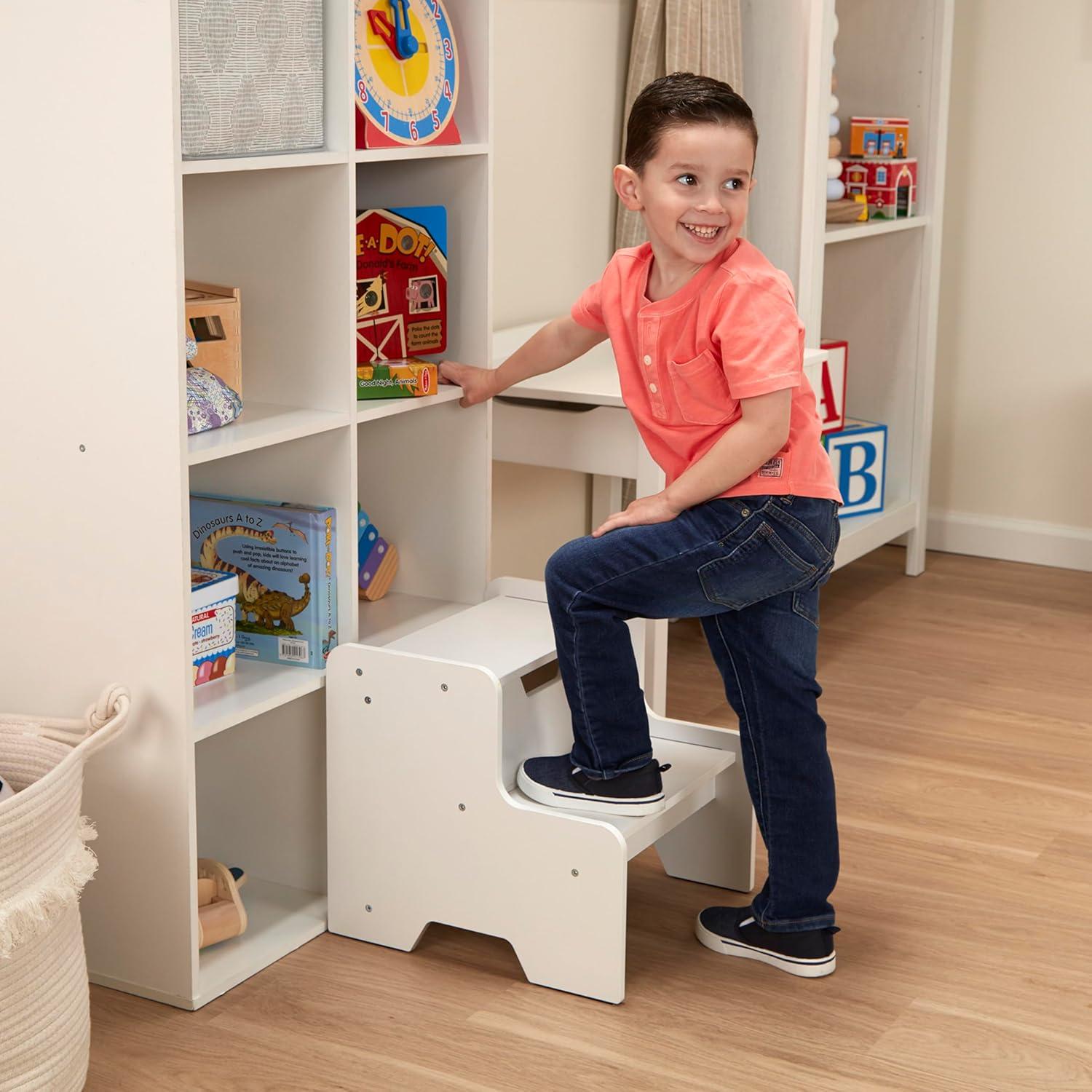imageMelissa ampamp Doug Kids Furniture Wooden Step Stool  GrayWhite