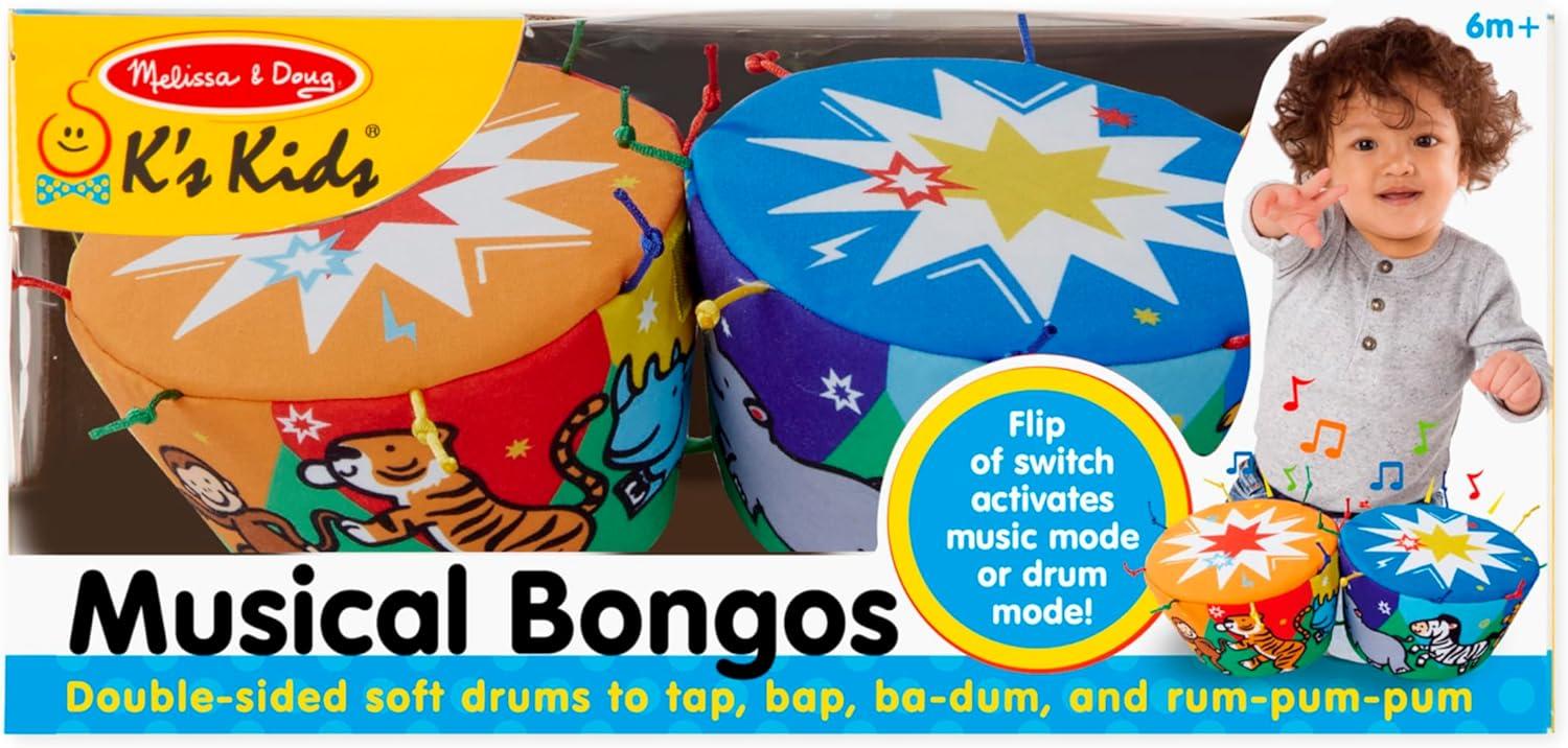 imageMelissa ampamp Doug Ks Kids Bongo Drums Soft Musical Instrument Multicolor 1 EA