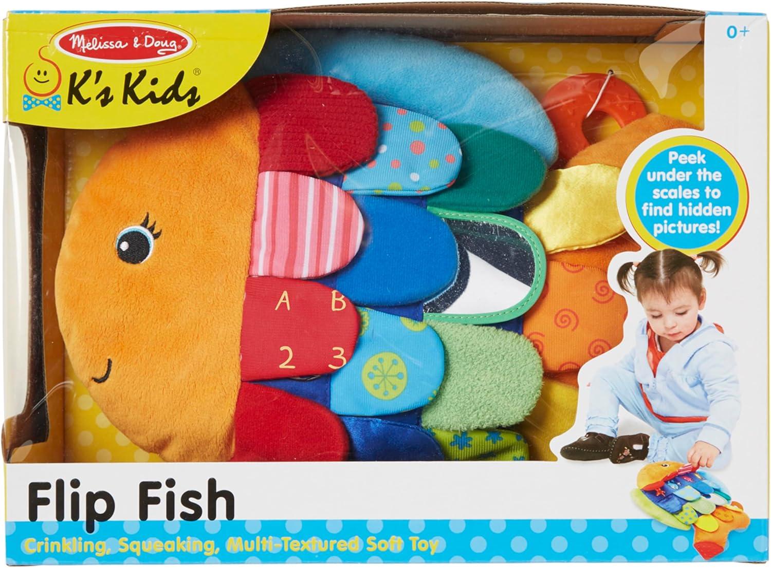 imageMelissa ampamp Doug Ks Kids Flip Fish Stuffed Animal Soft Baby Book MultiTextured Squeaking ampamp Crinkling Infant Sensory Toys for Babies with Baby Mirror Tummy Time Toys for Infants Ages 09 Months