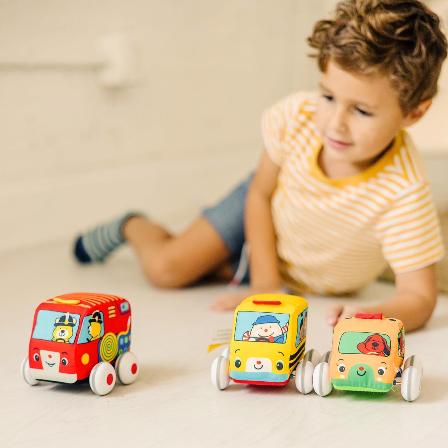 imageMelissa ampamp Doug Ks Kids PullBack Town Vehicle Set  Baby Toys Set with 4 Soft Toy Cars and Trucks Surface Washable with Removable Wheels Learning Toys for Babies and Toddlers