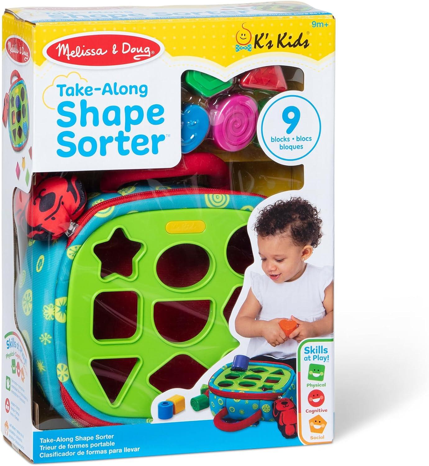 imageMelissa ampamp Doug Ks Kids TakeAlong Shape Sorter Baby Toy with 2Sided Activity Bag and 9 Textured Shape Blocks Sensory Toys Travel Shape Sorter Toys for Toddlers and Infants
