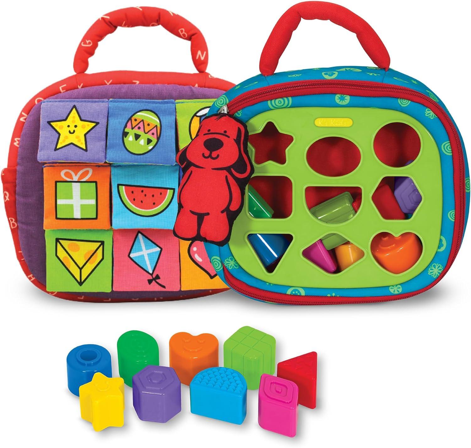 imageMelissa ampamp Doug Ks Kids TakeAlong Shape Sorter Baby Toy with 2Sided Activity Bag and 9 Textured Shape Blocks Sensory Toys Travel Shape Sorter Toys for Toddlers and Infants