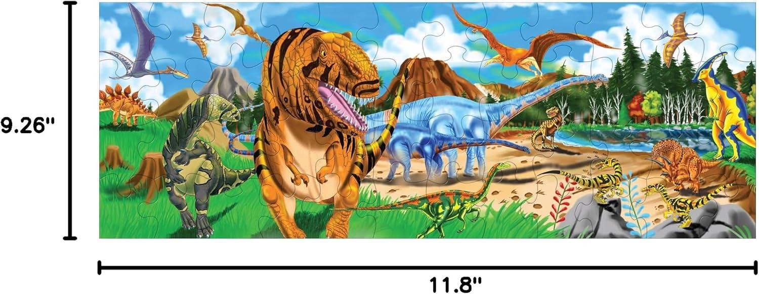 imageMelissa ampamp Doug Land of Dinosaurs Floor Puzzle 48 pc Jumbo Jigsaw Puzzle Educational Screen Free Activity for Toddler Preschoolers and Kids Ages 3 4 feet Long  FSC CertifiedLand of Dinosaurs