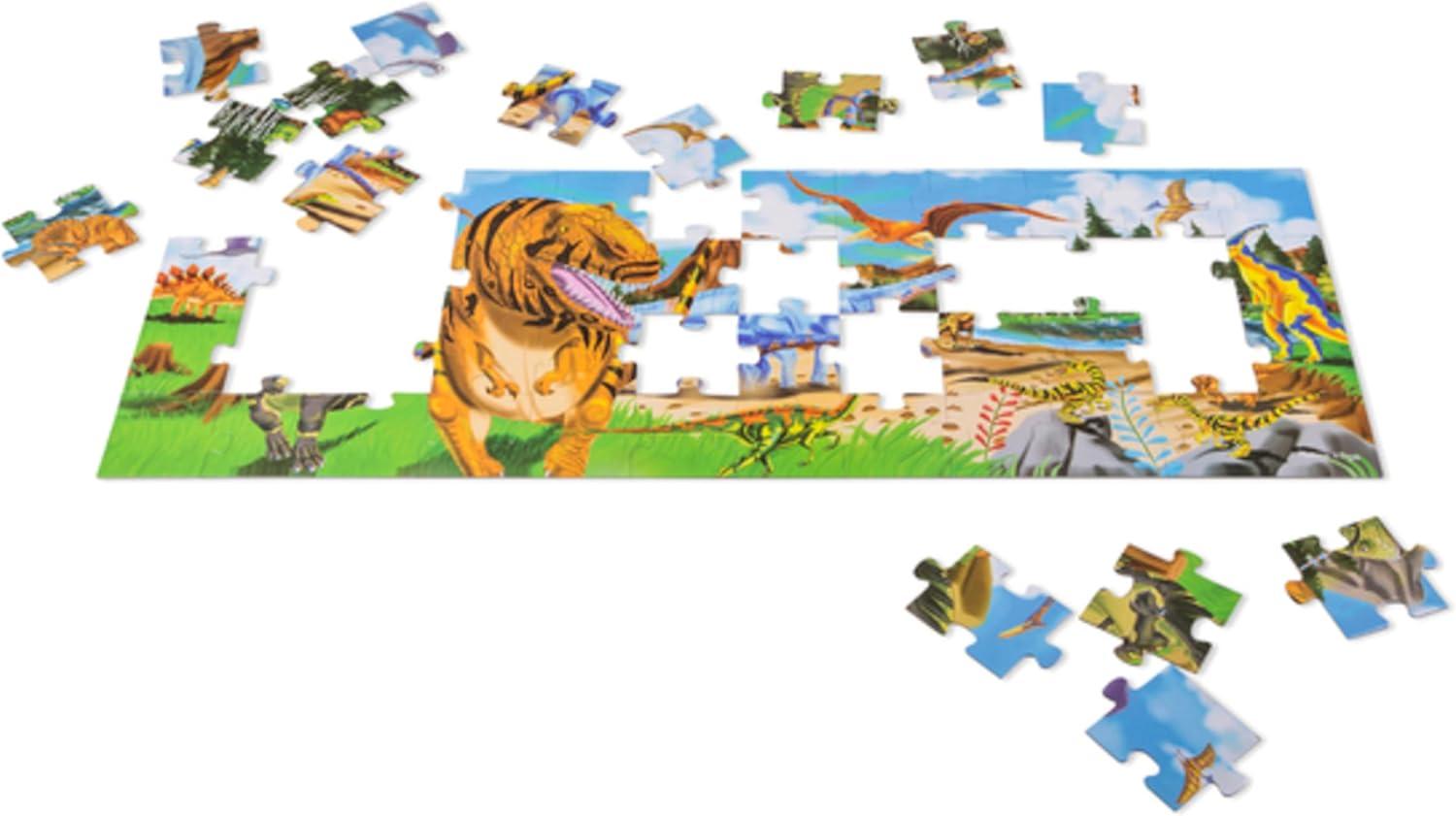 imageMelissa ampamp Doug Land of Dinosaurs Floor Puzzle 48 pc Jumbo Jigsaw Puzzle Educational Screen Free Activity for Toddler Preschoolers and Kids Ages 3 4 feet Long  FSC CertifiedLand of Dinosaurs