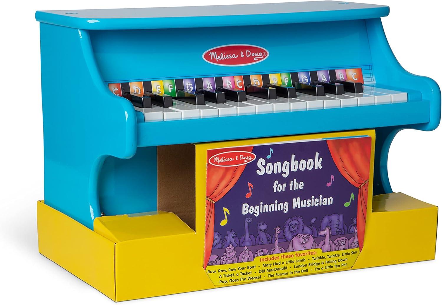 imageMelissa ampamp Doug LearntoPlay Piano with 25 Keys and ColorCoded Songbook  BluePlay Piano
