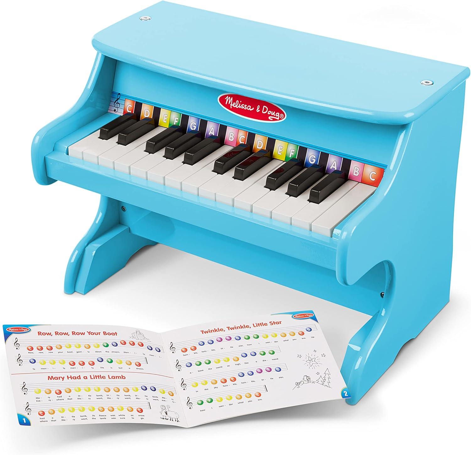 imageMelissa ampamp Doug LearntoPlay Piano with 25 Keys and ColorCoded Songbook  BluePlay Piano