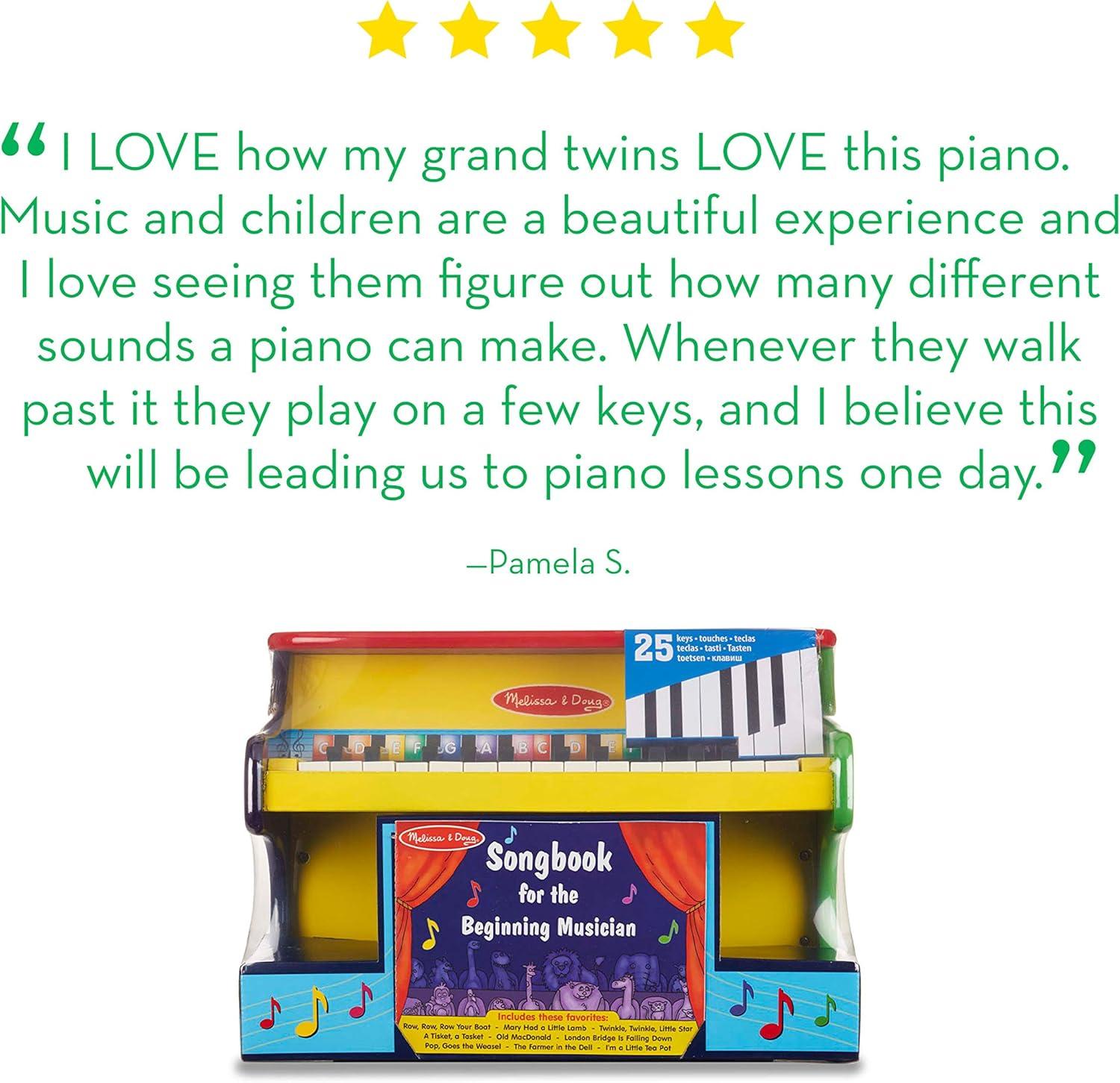 imageMelissa ampamp Doug LearntoPlay Piano with 25 Keys and ColorCoded Songbook Toy Piano Kids Toddler Toys for Ages 3