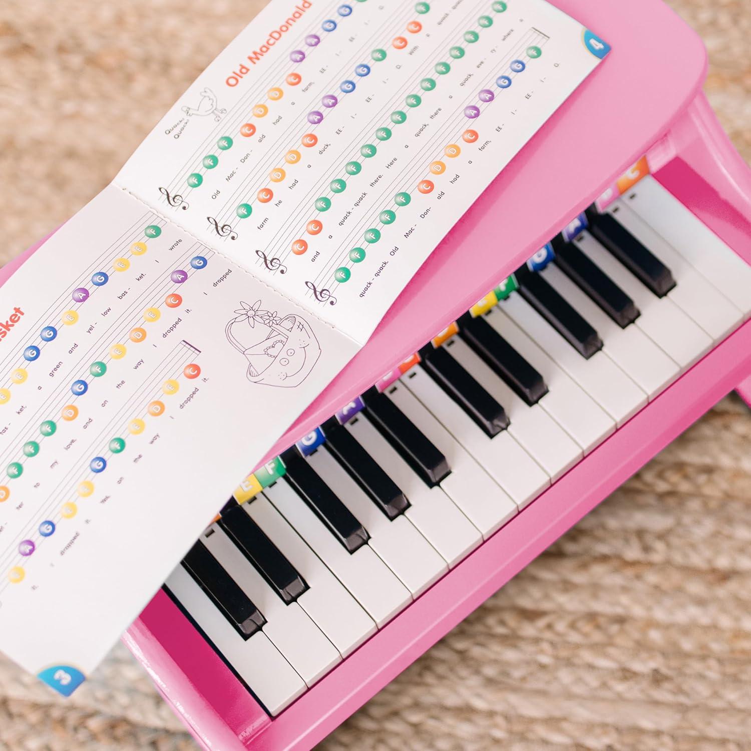 imageMelissa ampamp Doug LearntoPlay Pink Piano with 25 Keys and ColorCoded Songbook
