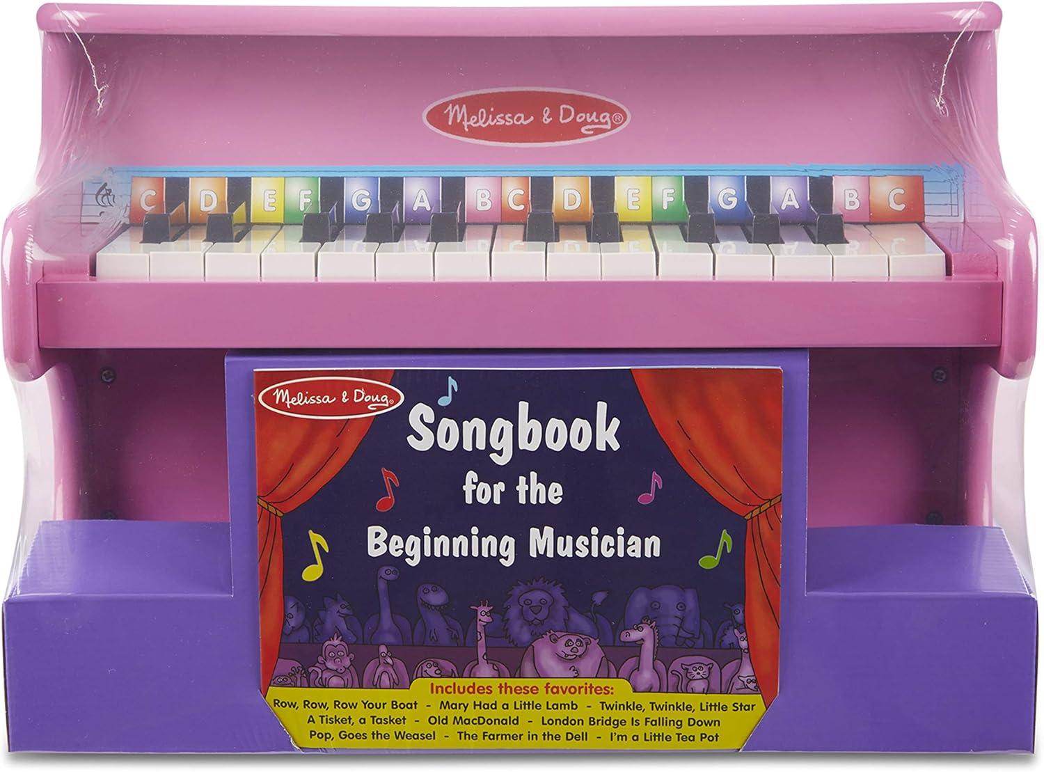 imageMelissa ampamp Doug LearntoPlay Pink Piano with 25 Keys and ColorCoded Songbook