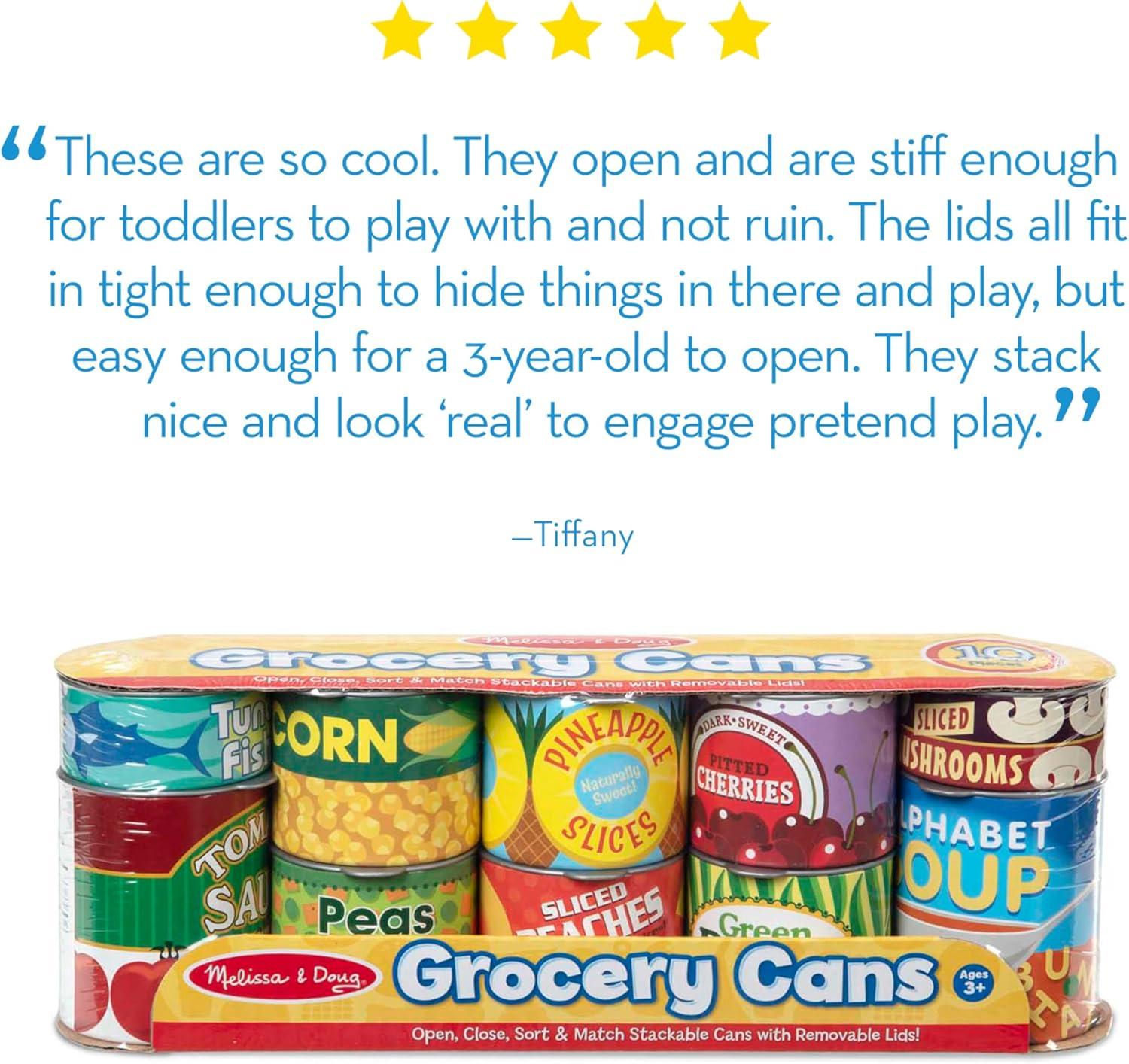 imageMelissa ampamp Doug Lets Play House 10 Grocery Cans with Removable Lids Toy Food ampamp Play Kitchen Accessories Preschool Learning Toys for Girls ampamp Boys 3