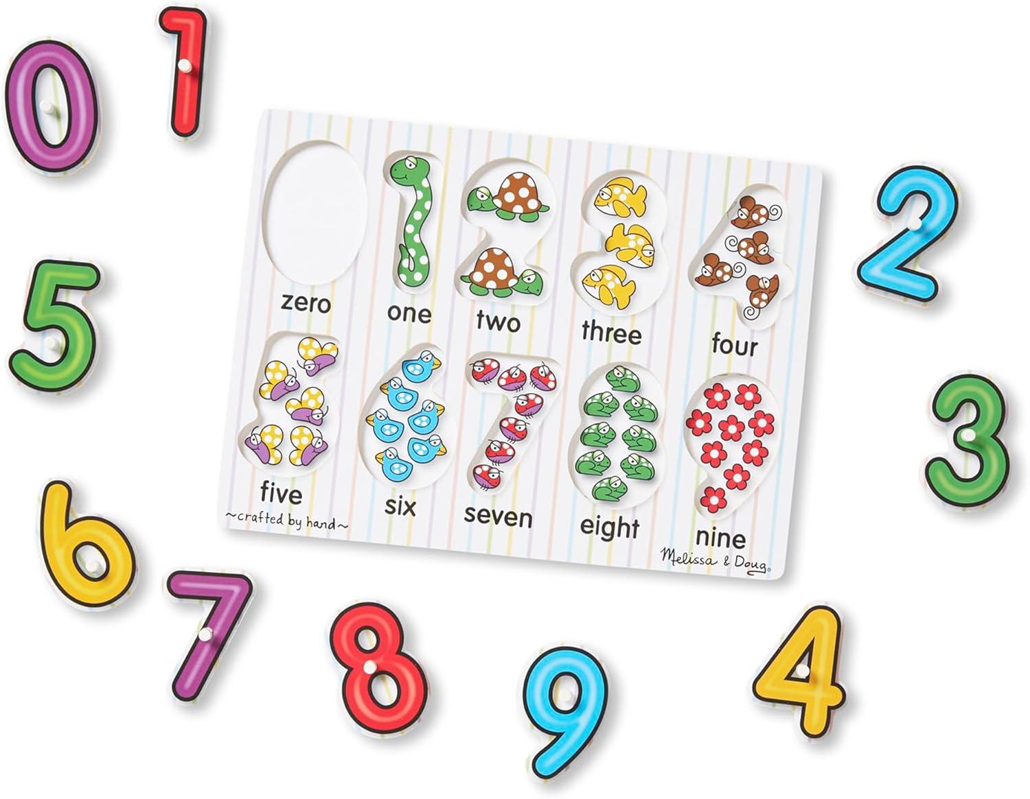 imageMelissa ampamp Doug Lift ampamp See Numbers Wooden Peg Puzzle  10 Pieces  FSC CertifiedRetail Version