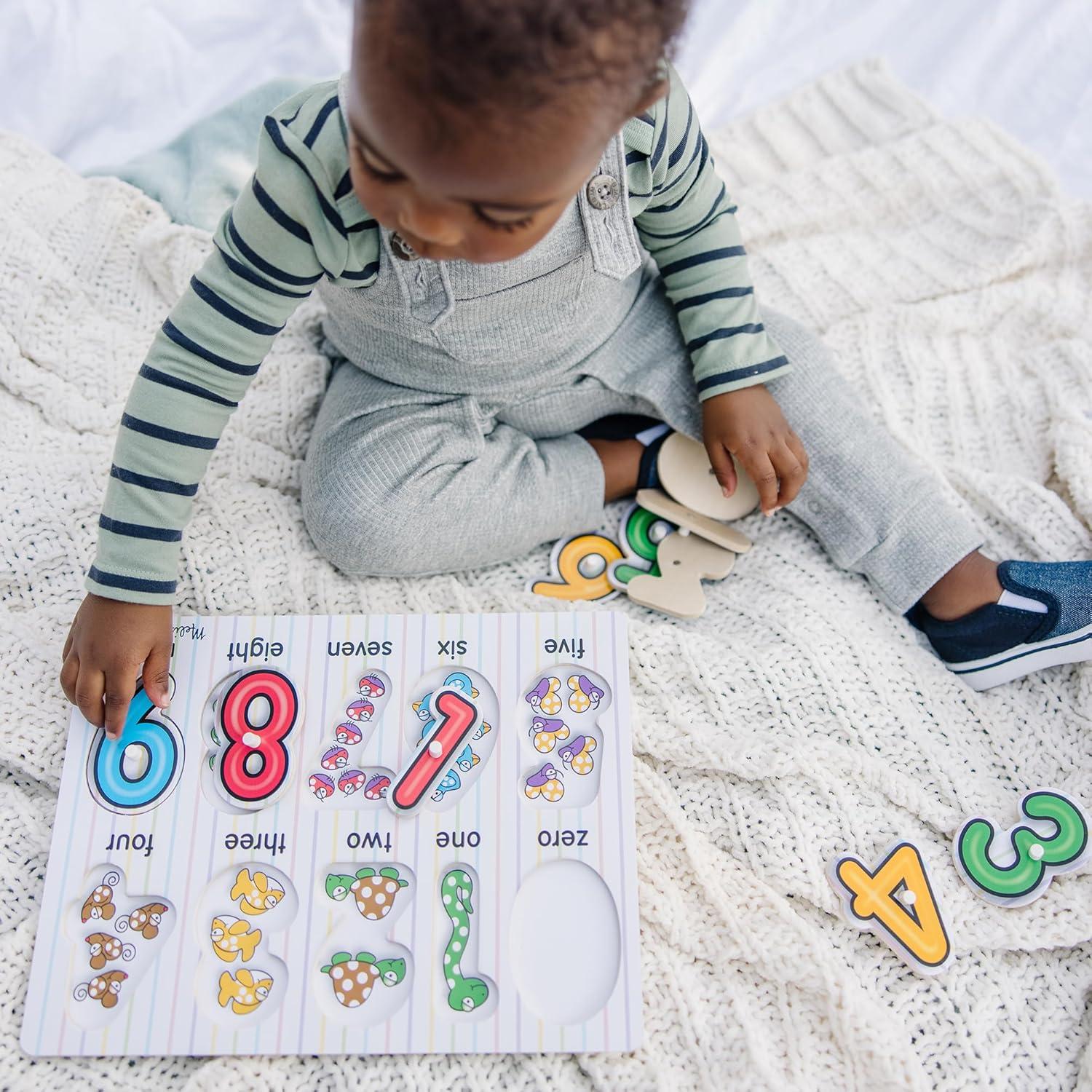 imageMelissa ampamp Doug Lift ampamp See Numbers Wooden Peg Puzzle  10 Pieces  FSC CertifiedRetail Version