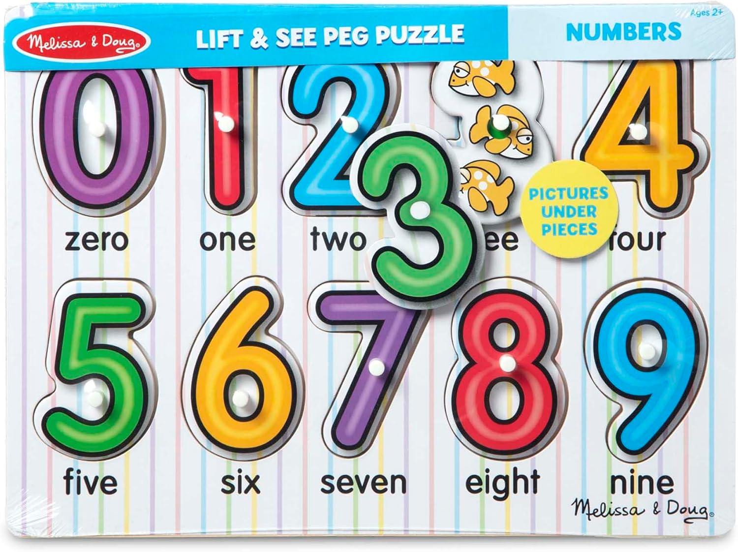 imageMelissa ampamp Doug Lift ampamp See Numbers Wooden Peg Puzzle  10 Pieces  FSC CertifiedRetail Version