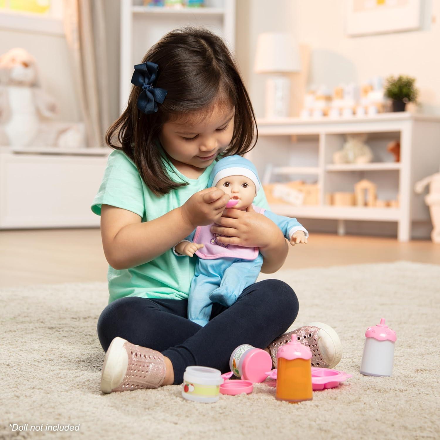 imageMelissa ampamp Doug Mine to Love Baby Food ampamp Bottle Play Set for Feeding Dolls Baby Doll Feeding Set Disappearing Milk Bottle Toy for Kids 3Multicolor