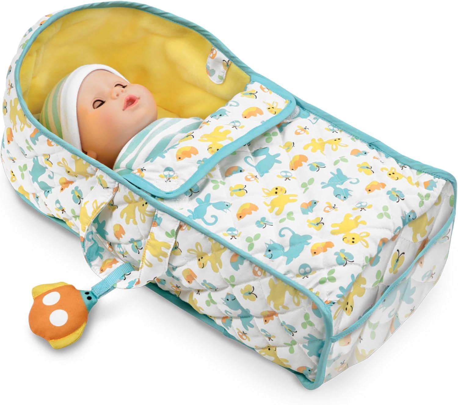 imageMelissa ampamp Doug Mine to Love Bassinet Play Set Portable Carrier for Dolls with Crinkle Toy Nursery Rhyme Book