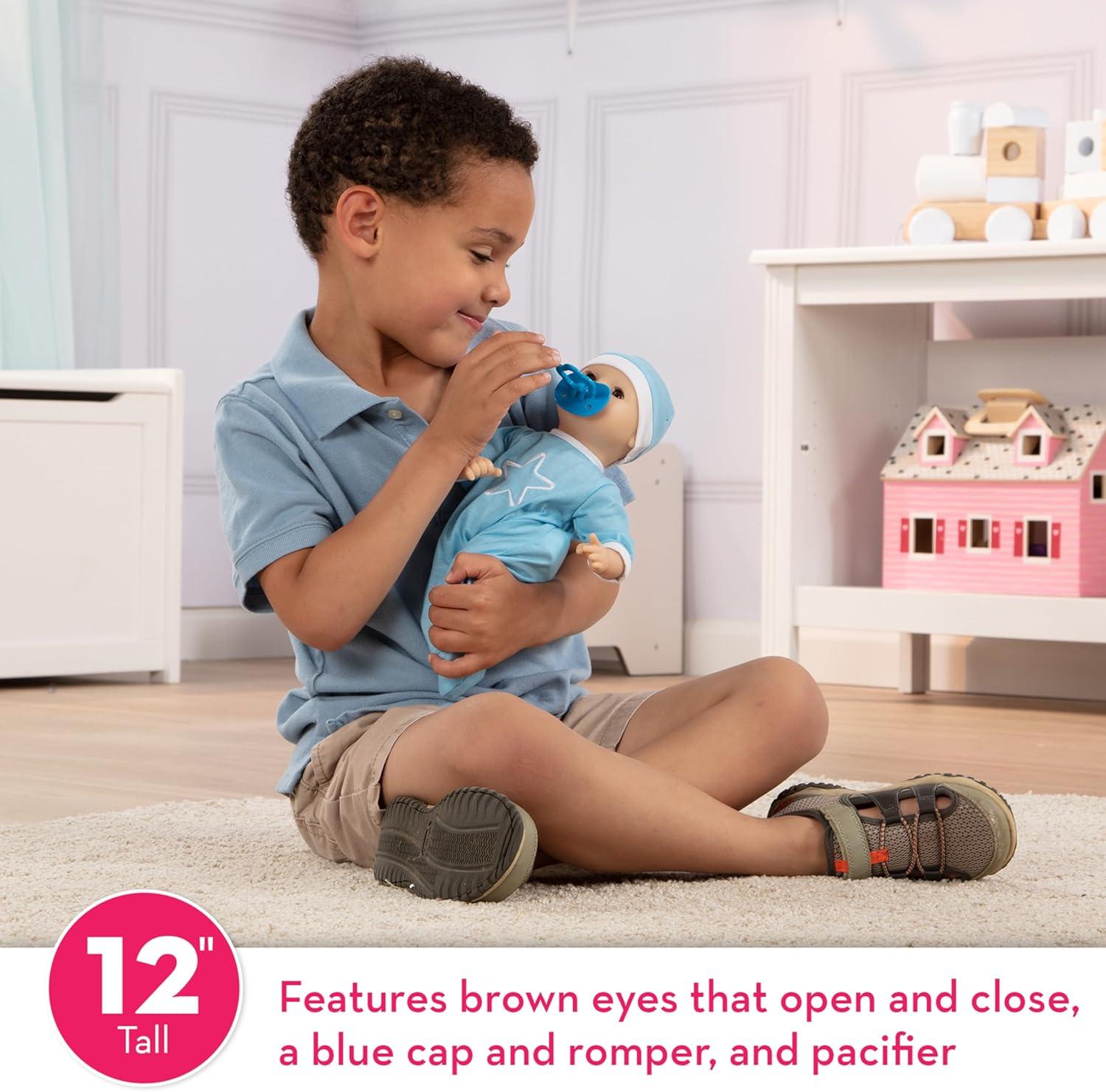 imageMelissa ampamp Doug Mine to Love Jordan 12 Light SkinTone Boy Baby Doll with Romper Cap Pacifier
