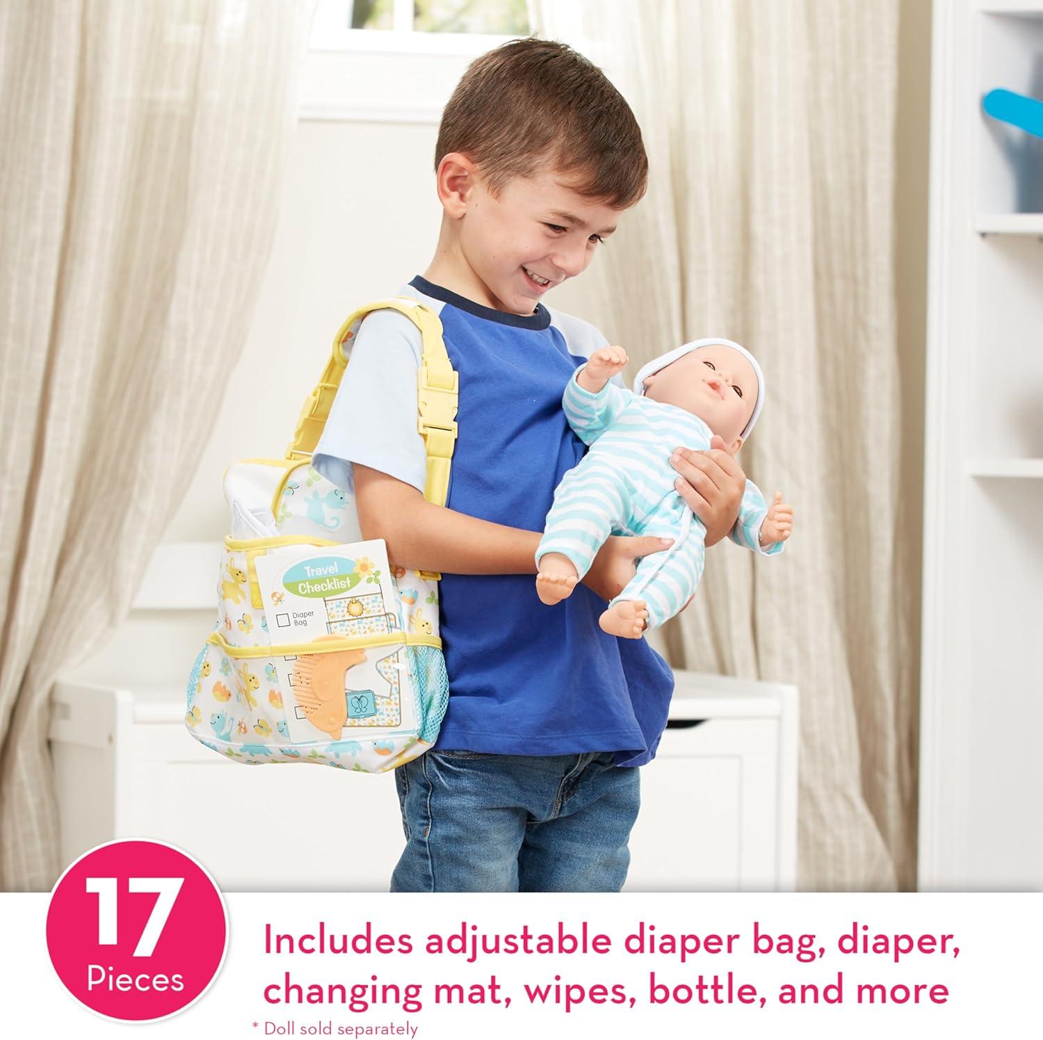 imageMelissa ampamp Doug Mine to Love Travel Time Play Set for Dolls with Diaper Bag Bottle Sunscreen More 17 pcs  Baby Doll Accessories Baby Doll Sets For Kids Ages 3