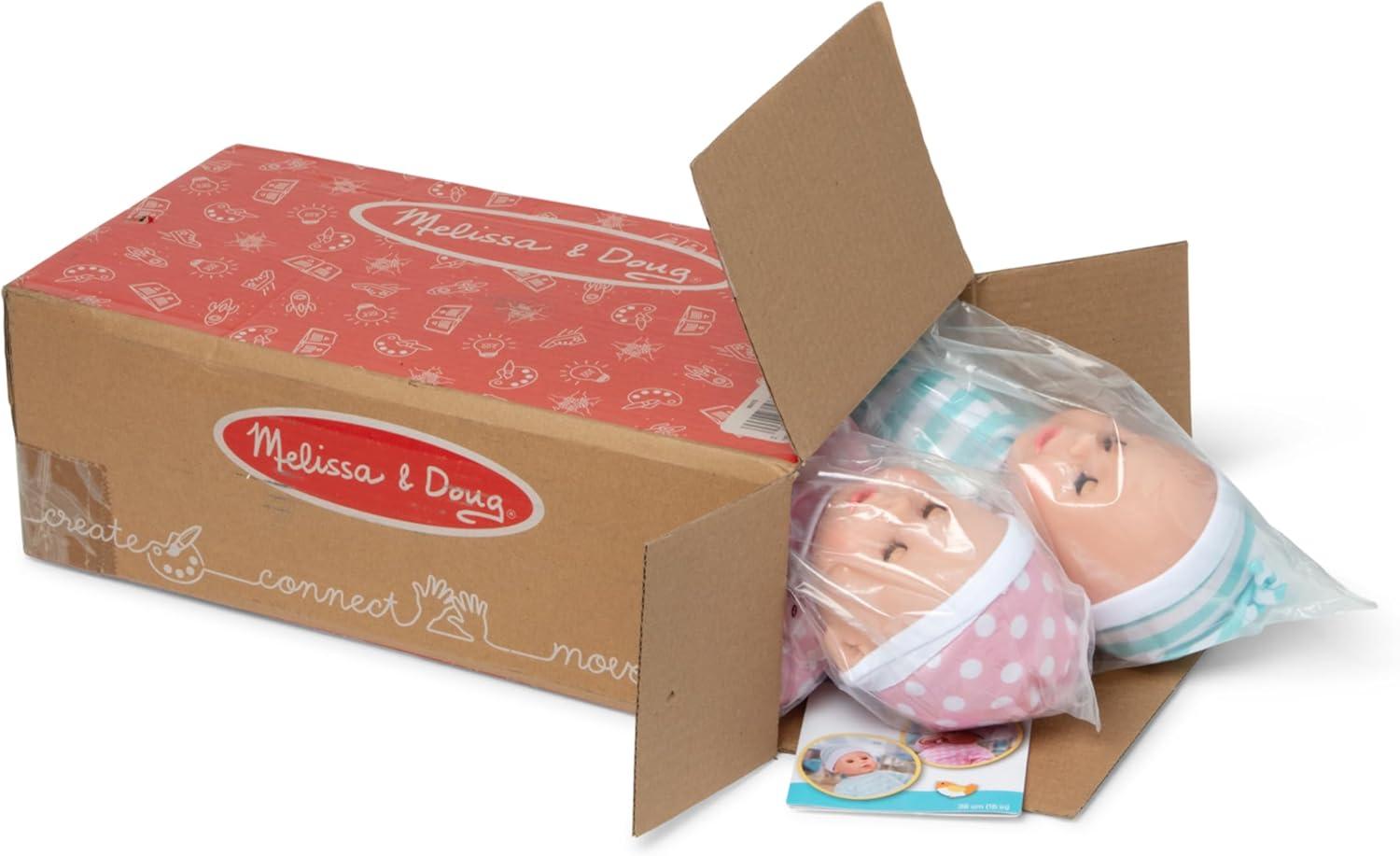 imageMelissa ampamp Doug Mine to Love Twins Luke ampamp Lucy 15 Light SkinTone Boy and Girl Baby Dolls with Rompers Caps Pacifiers  Twin Baby Dolls First Baby Dolls for Toddlers 18 Months and Up