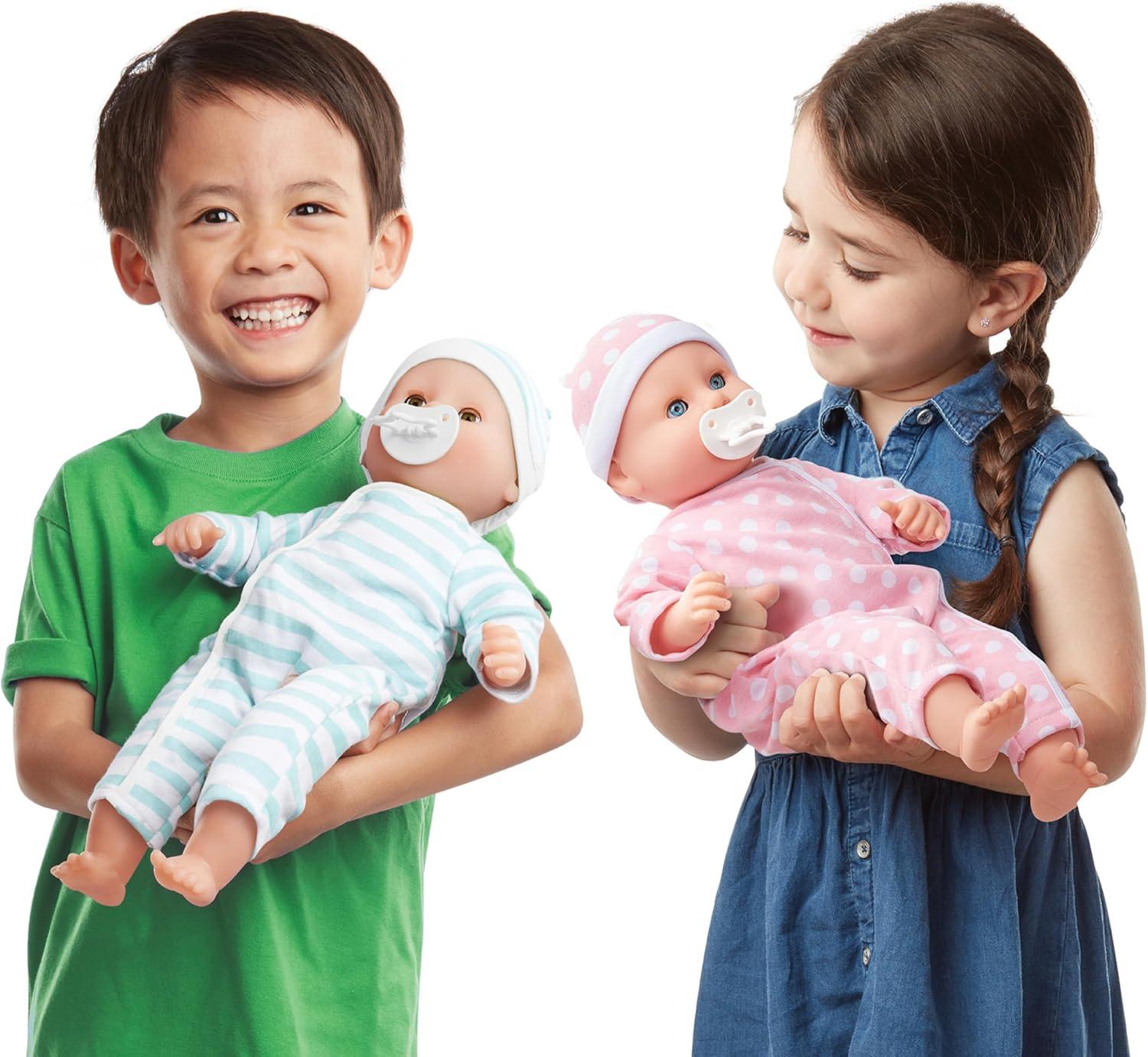 imageMelissa ampamp Doug Mine to Love Twins Luke ampamp Lucy 15 Light SkinTone Boy and Girl Baby Dolls with Rompers Caps Pacifiers  Twin Baby Dolls First Baby Dolls for Toddlers 18 Months and Up