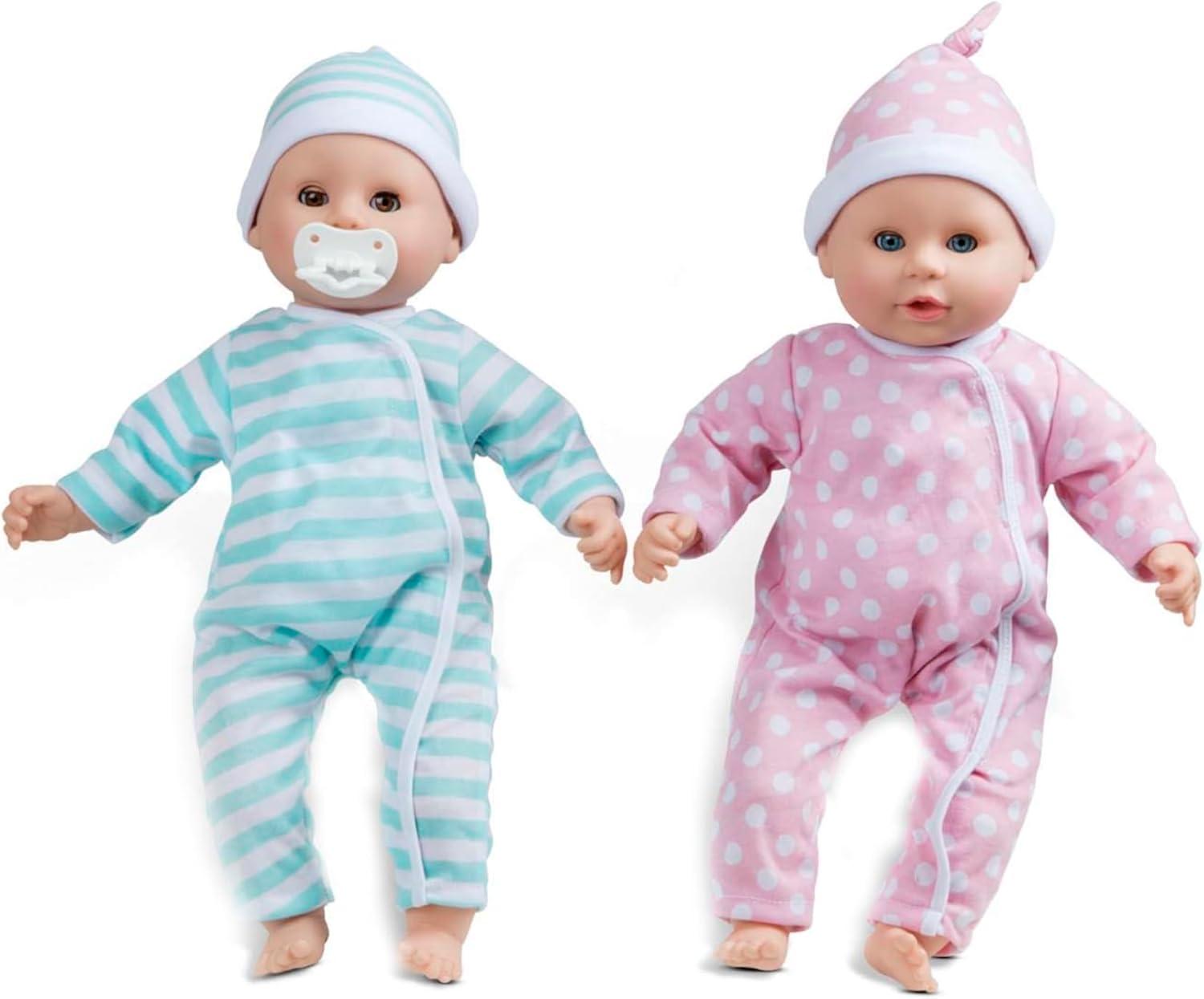 imageMelissa ampamp Doug Mine to Love Twins Luke ampamp Lucy 15 Light SkinTone Boy and Girl Baby Dolls with Rompers Caps Pacifiers