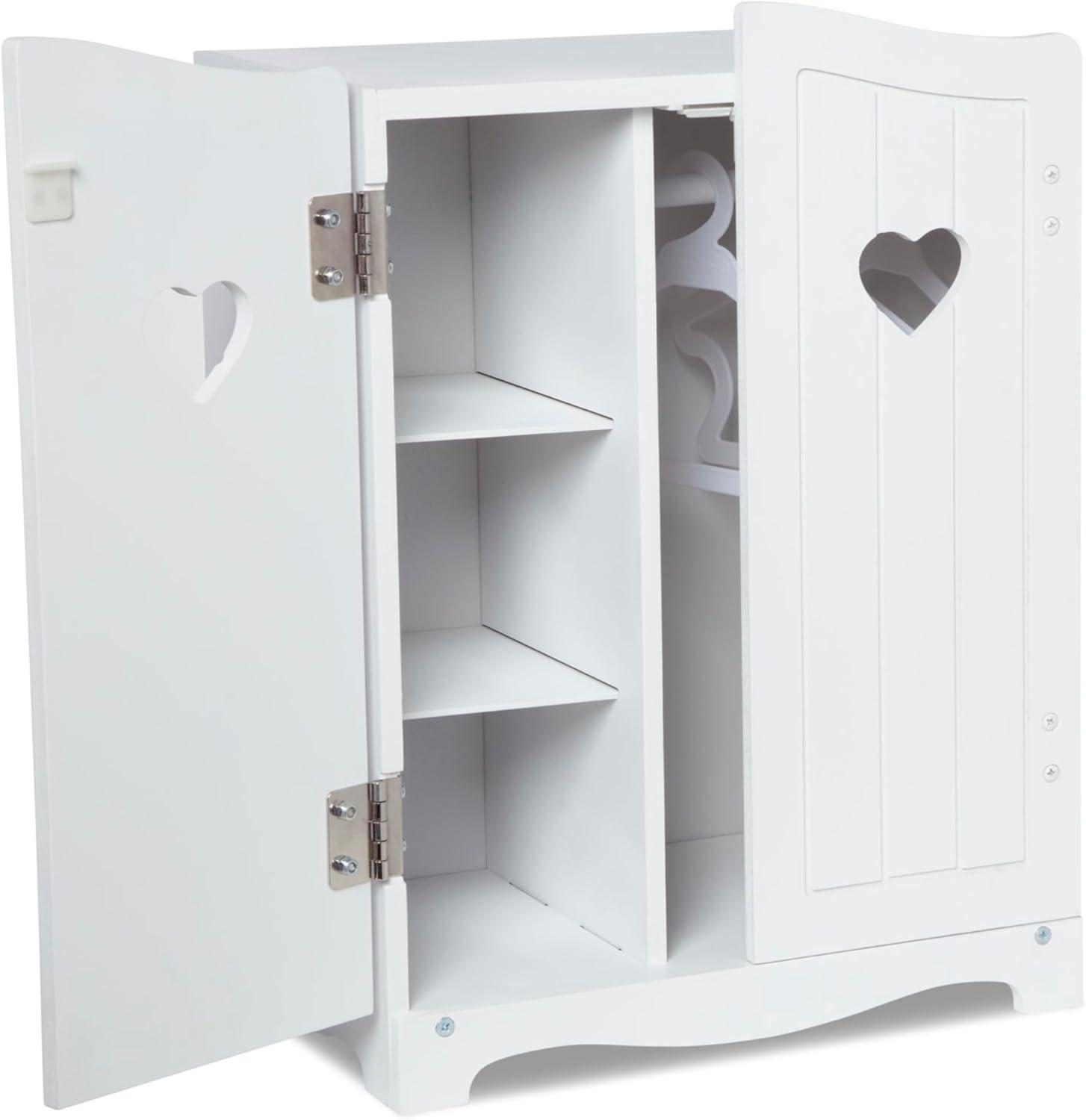 imageMelissa ampamp Doug Mine to Love Wooden Play Armoire Closet for Dolls Stuffed Animals  White 173H x 124W x 85D Assembled Wooden Pretend Play Closet Doll Wardrobe