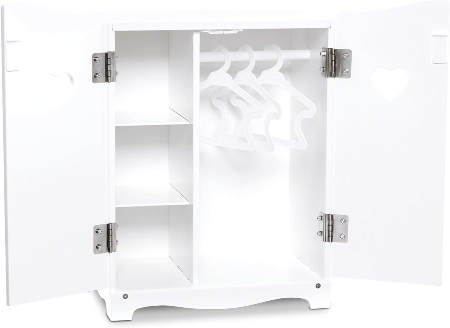 imageMelissa ampamp Doug Mine to Love Wooden Play Armoire Closet for Dolls Stuffed Animals  White 173H x 124W x 85D Assembled Wooden Pretend Play Closet Doll Wardrobe