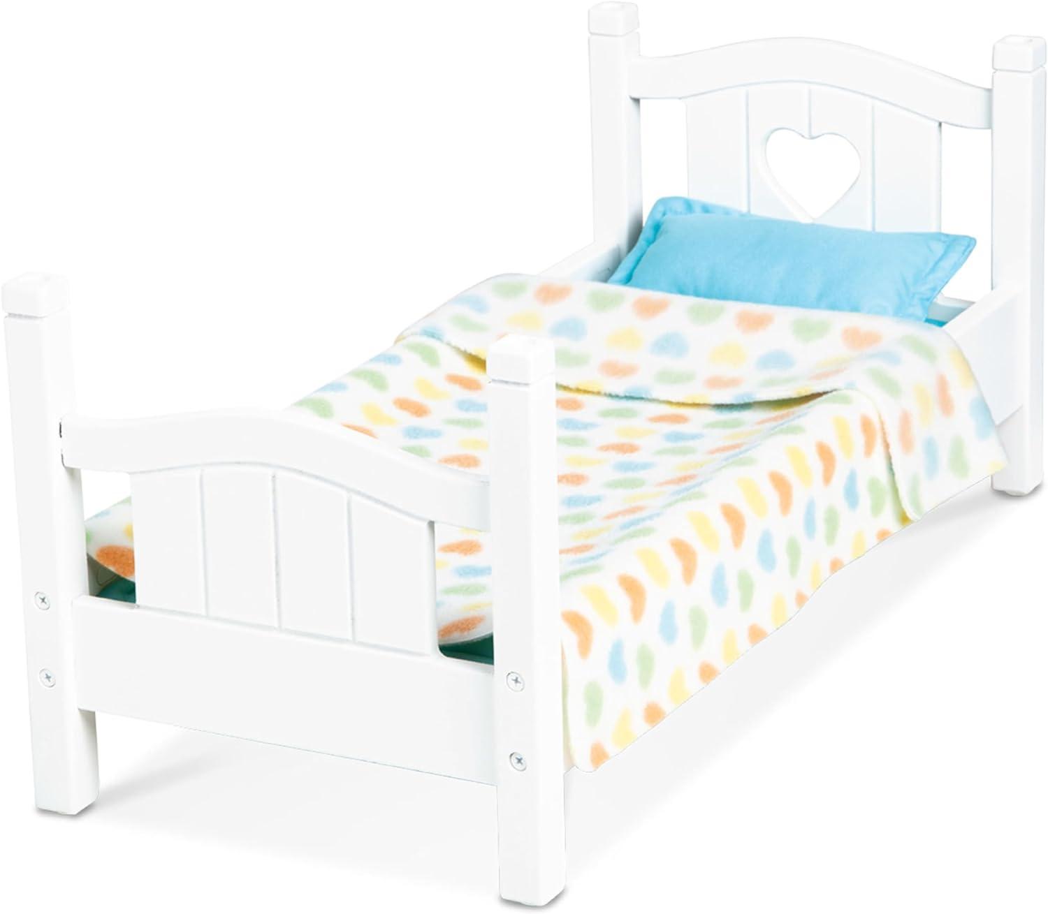 imageMelissa ampamp Doug Mine to Love Wooden Play Bed for Dolls Stuffed Animals  White 87H x 91W x 207L Assembled