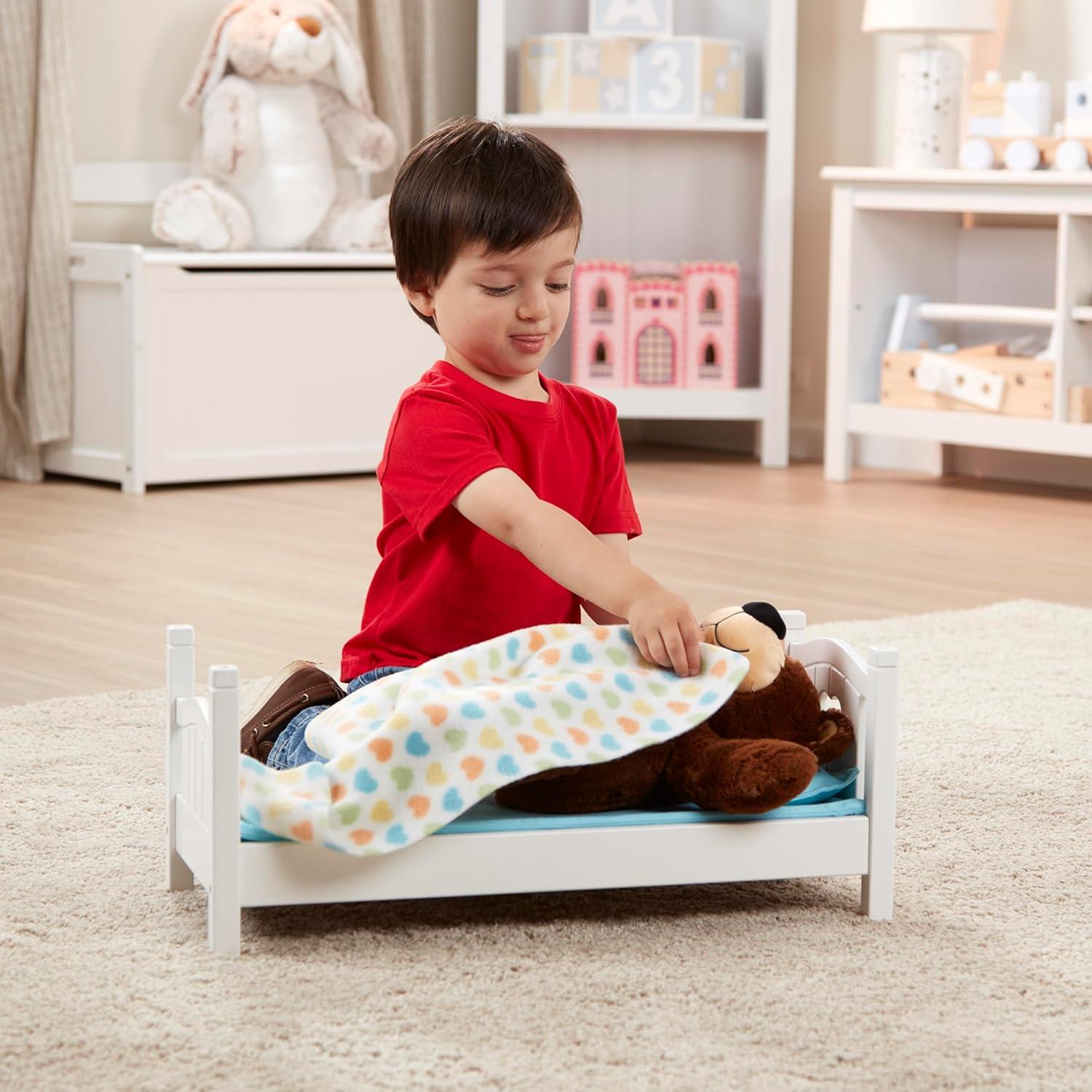 imageMelissa ampamp Doug Mine to Love Wooden Play Bed for Dolls Stuffed Animals  White 87H x 91W x 207L Assembled