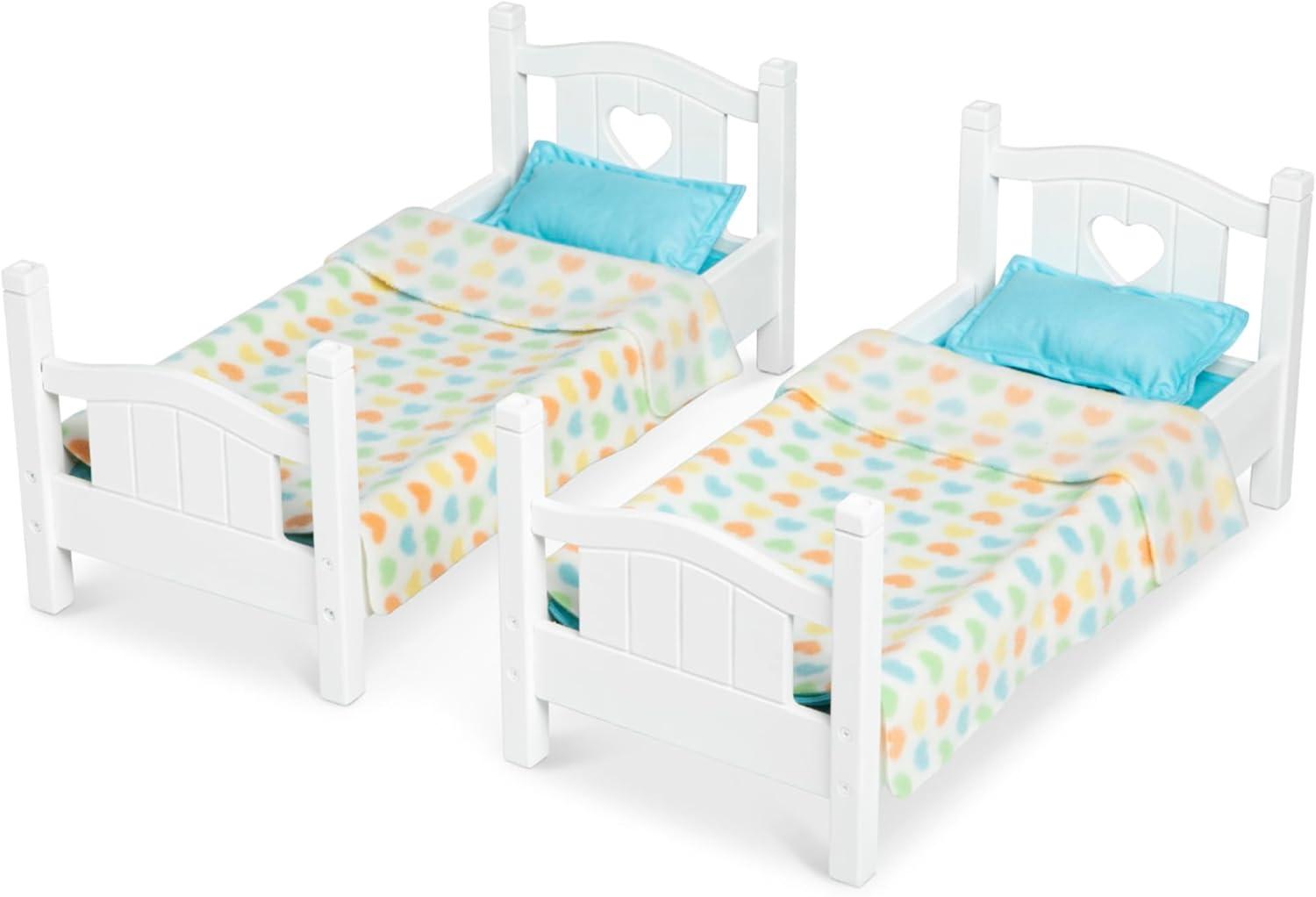 imageMelissa ampamp Doug Mine to Love Wooden Play Bunk Bed for Dolls up to 18 inchesStuffed Animals  White 2 Beds 174H x 91W x 207L Assembled and Stacked