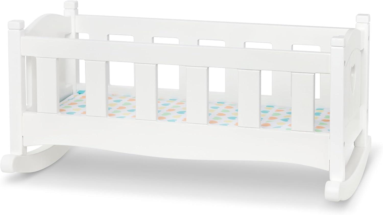 imageMelissa ampamp Doug Mine to Love Wooden Play Cradle for Dolls Stuffed Animals  White 102H x 188W x 207L Assembled