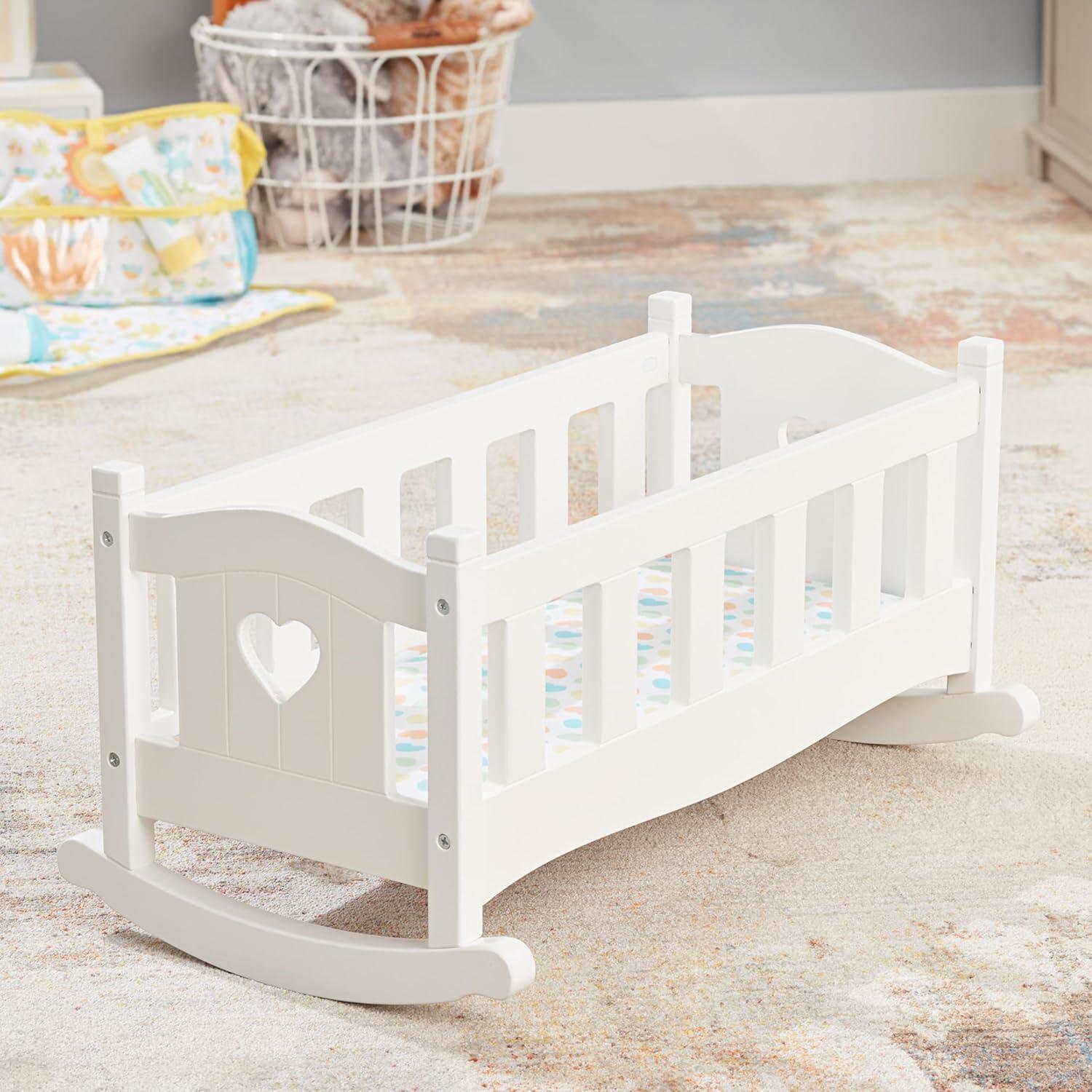 imageMelissa ampamp Doug Mine to Love Wooden Play Cradle for Dolls Stuffed Animals  White 102H x 188W x 207L Assembled