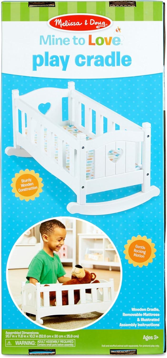 imageMelissa ampamp Doug Mine to Love Wooden Play Cradle for Dolls Stuffed Animals  White 102H x 188W x 207L Assembled