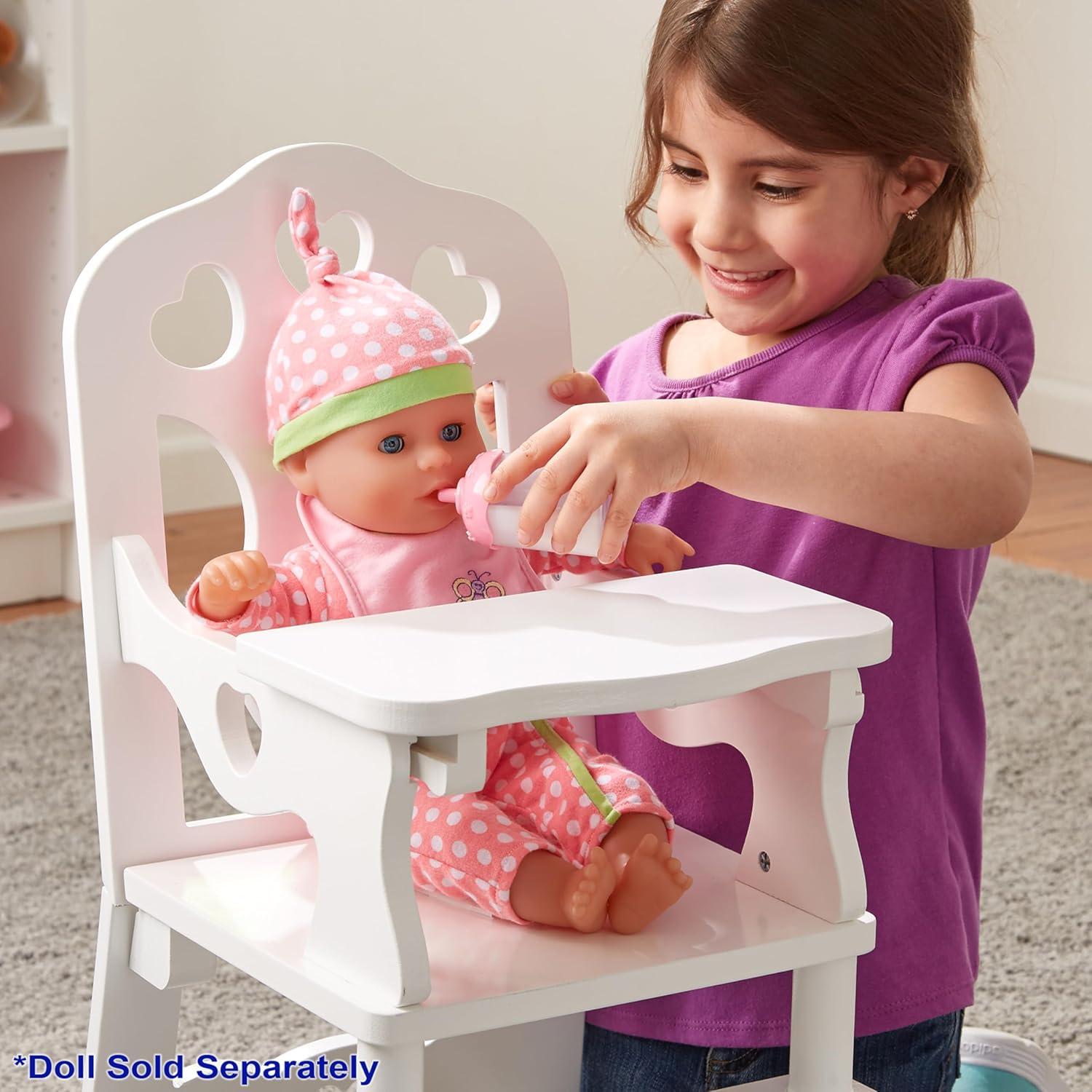 imageMelissa ampamp Doug Mine to Love Wooden Play High Chair for Dolls Stuffed Animals  White 18H x 8W x 11D Assembled Wooden Pretend Play High Chair for Dolls